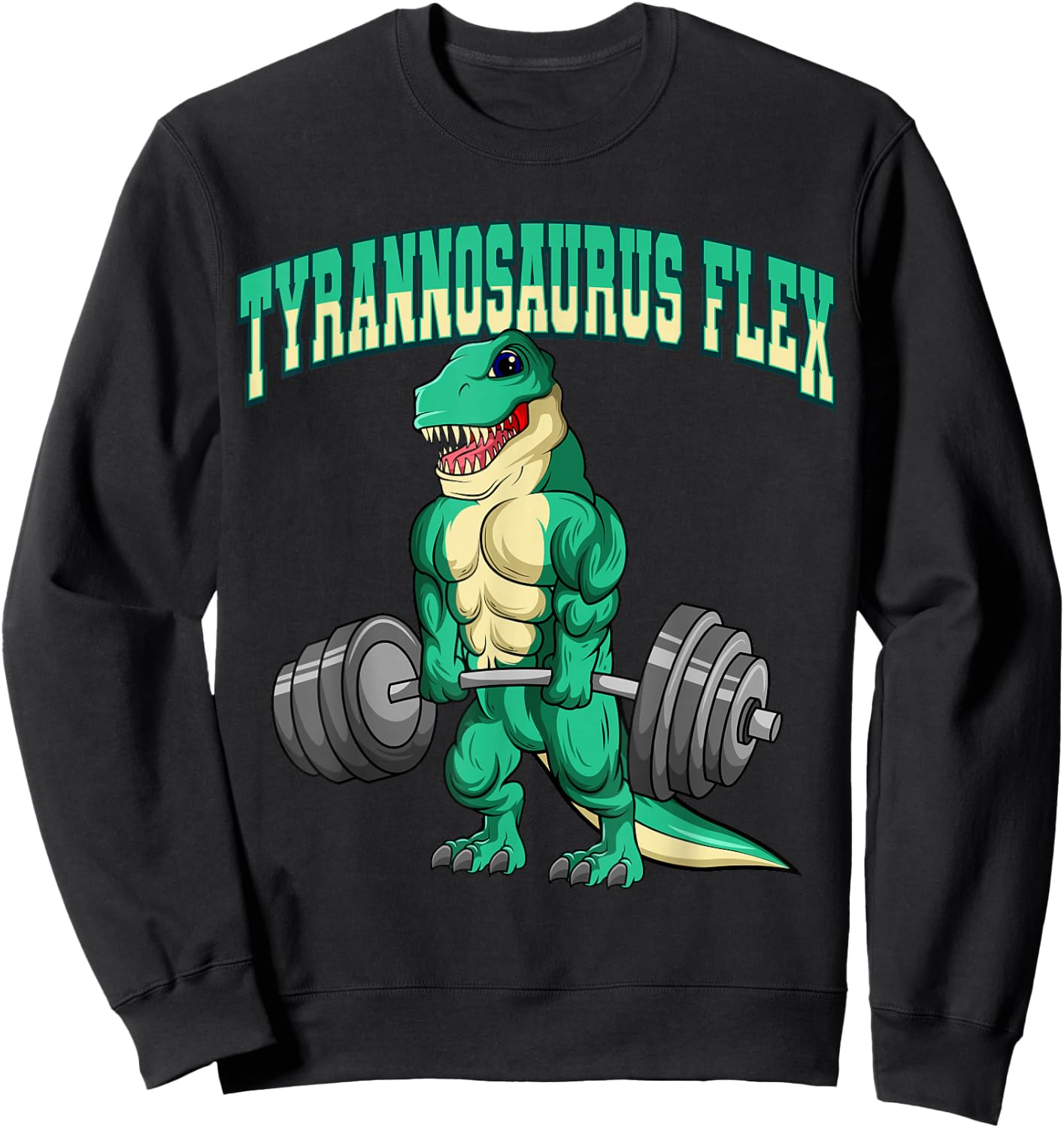 Lustige Workout Geschenkideen Bodybuilding Fitness Tyrannosaurus Flex Dino T-Rex , Schwarz, Kleinkind, , Kurzarm, , Fitness- mit Tyrannosaurus-Design Sweatshirt - Sweatshirt | Black