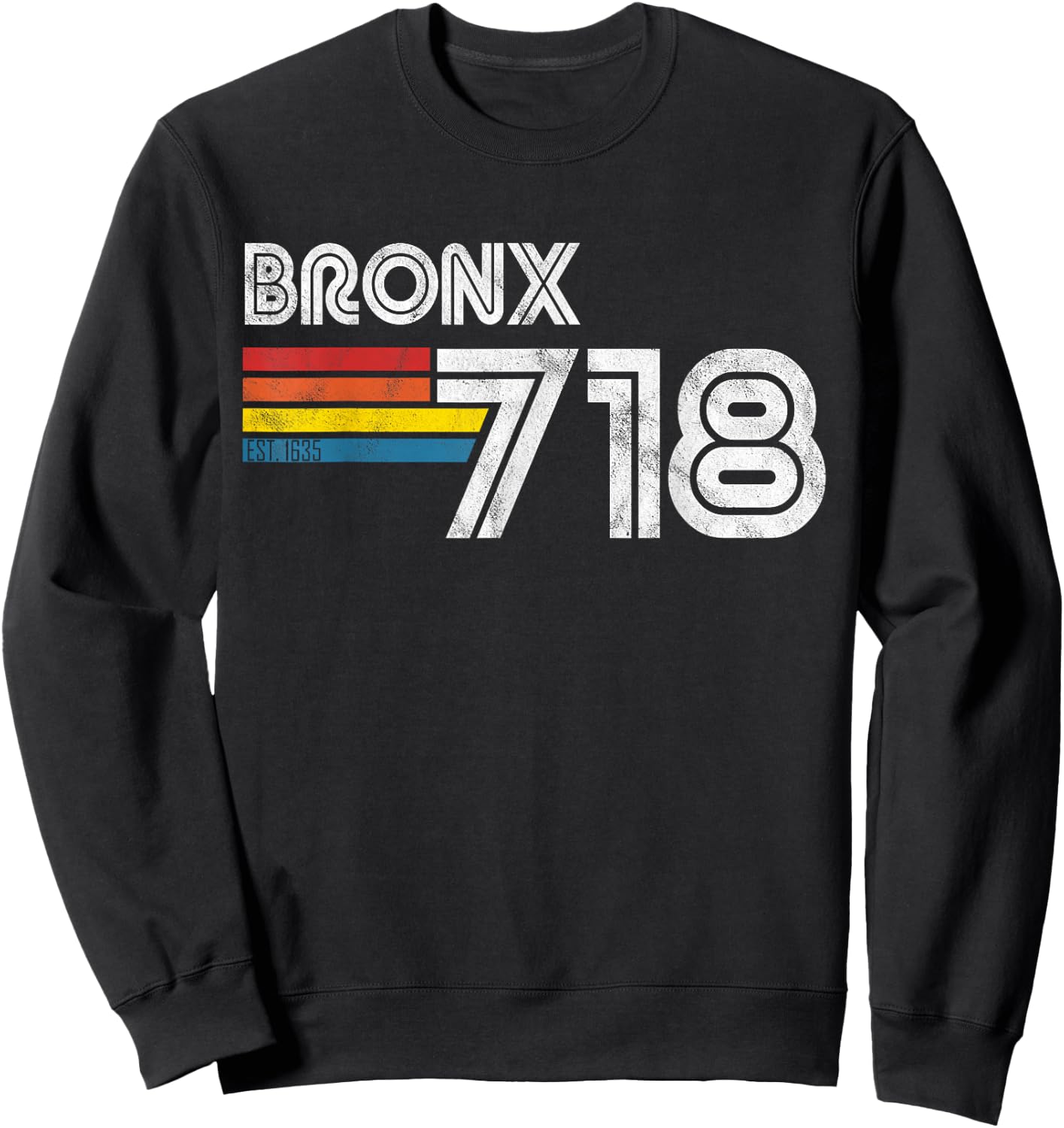 Vintage Bronx | Proud 718 New York City State Gift Sweatshirt - Sweatshirt | Black