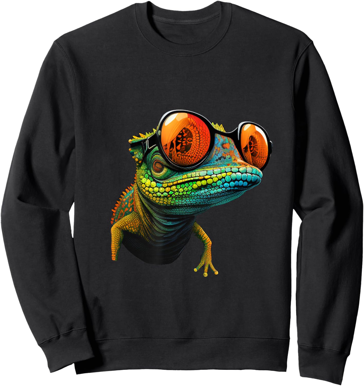 Funny smart looking Lizard with Glasses Sweatshirt - Sweatshirt | Black