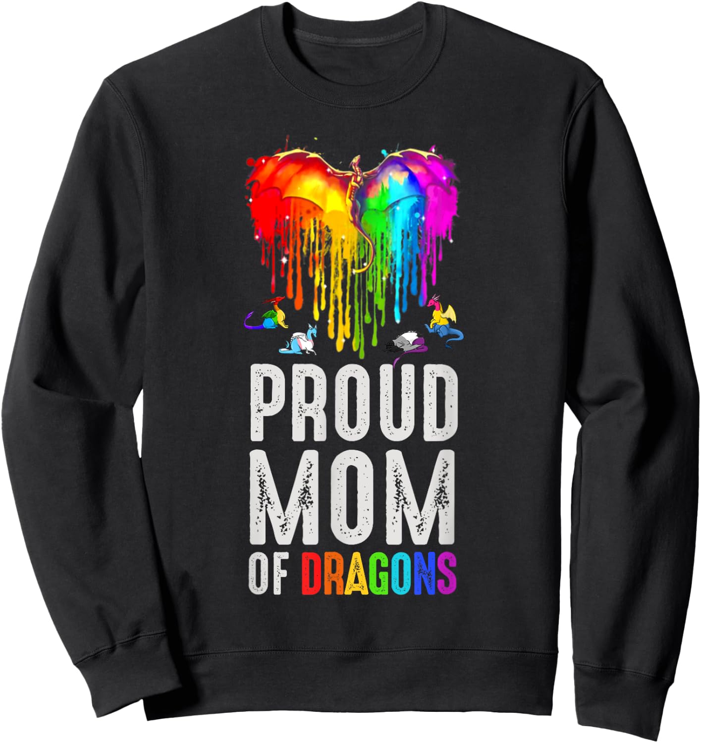 Funny Proud Moms Of Dragons LGBT Gifts For Mom Pride LGBTQ Sweatshirt - Sweatshirt | Black