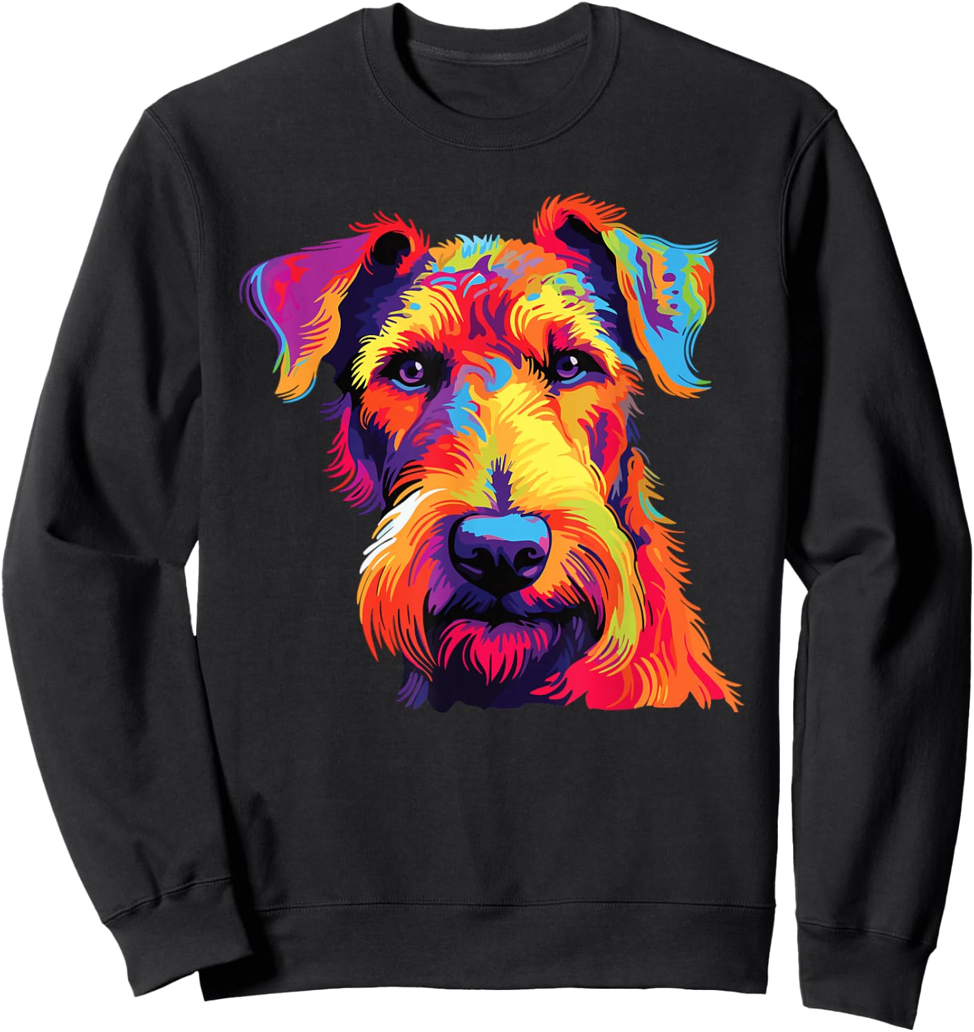 Watercolor Colorful Airedale Terrier Dog Sweatshirt - Sweatshirt | Black