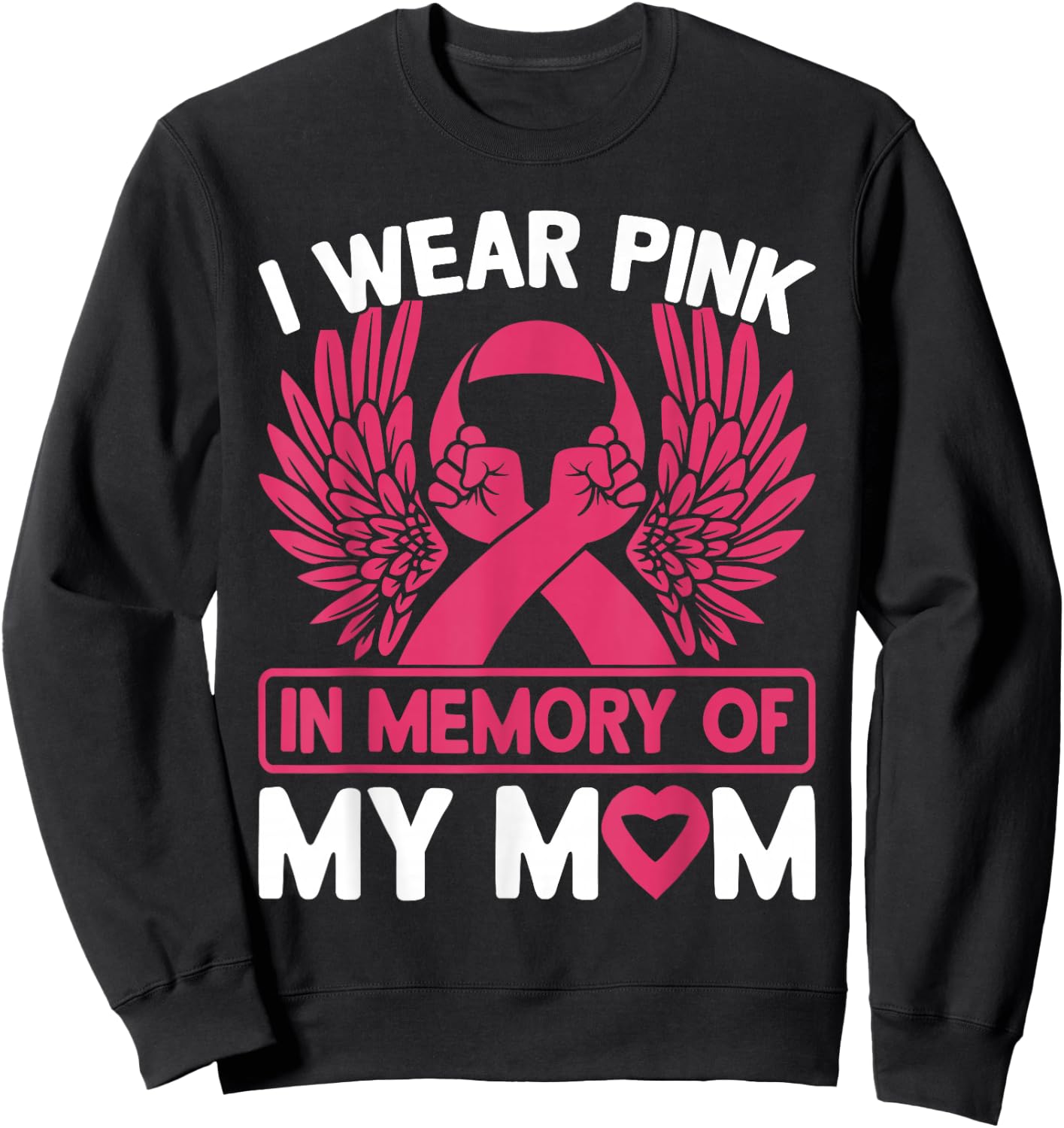 I Wear Pink In Memory Of My Mom Breast Cancer Awareness Sweatshirt - Sweatshirt | Black