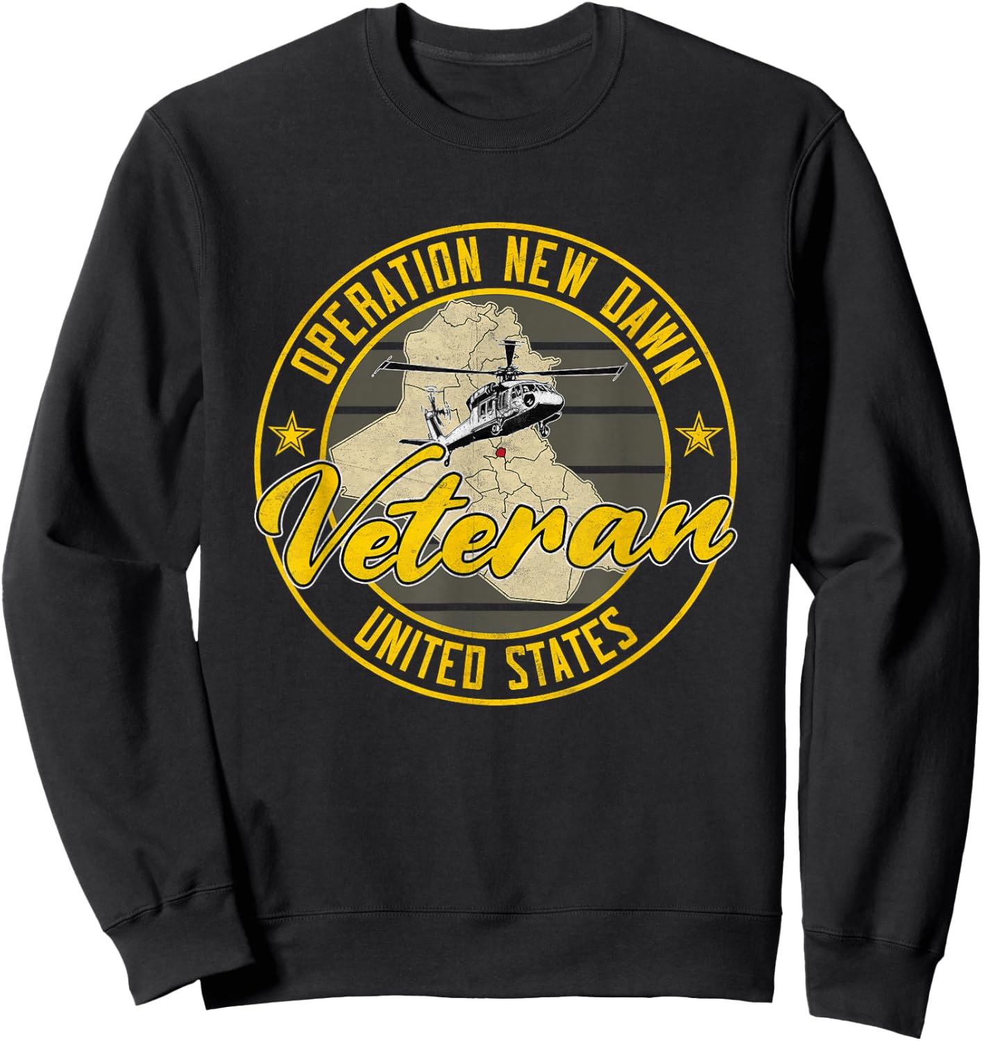Operation New Dawn OND Veteran Iraq Veteran Vintage Gifts Sweatshirt - Sweatshirt | Black