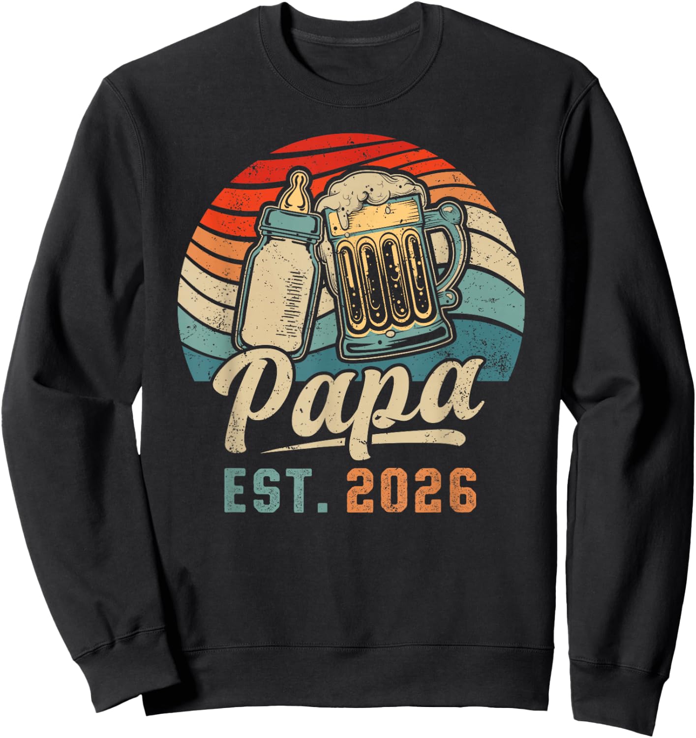 Papa Est. 2026, Erster Vatertag, Frischgebackener Vater Sweatshirt - Sweatshirt | Black