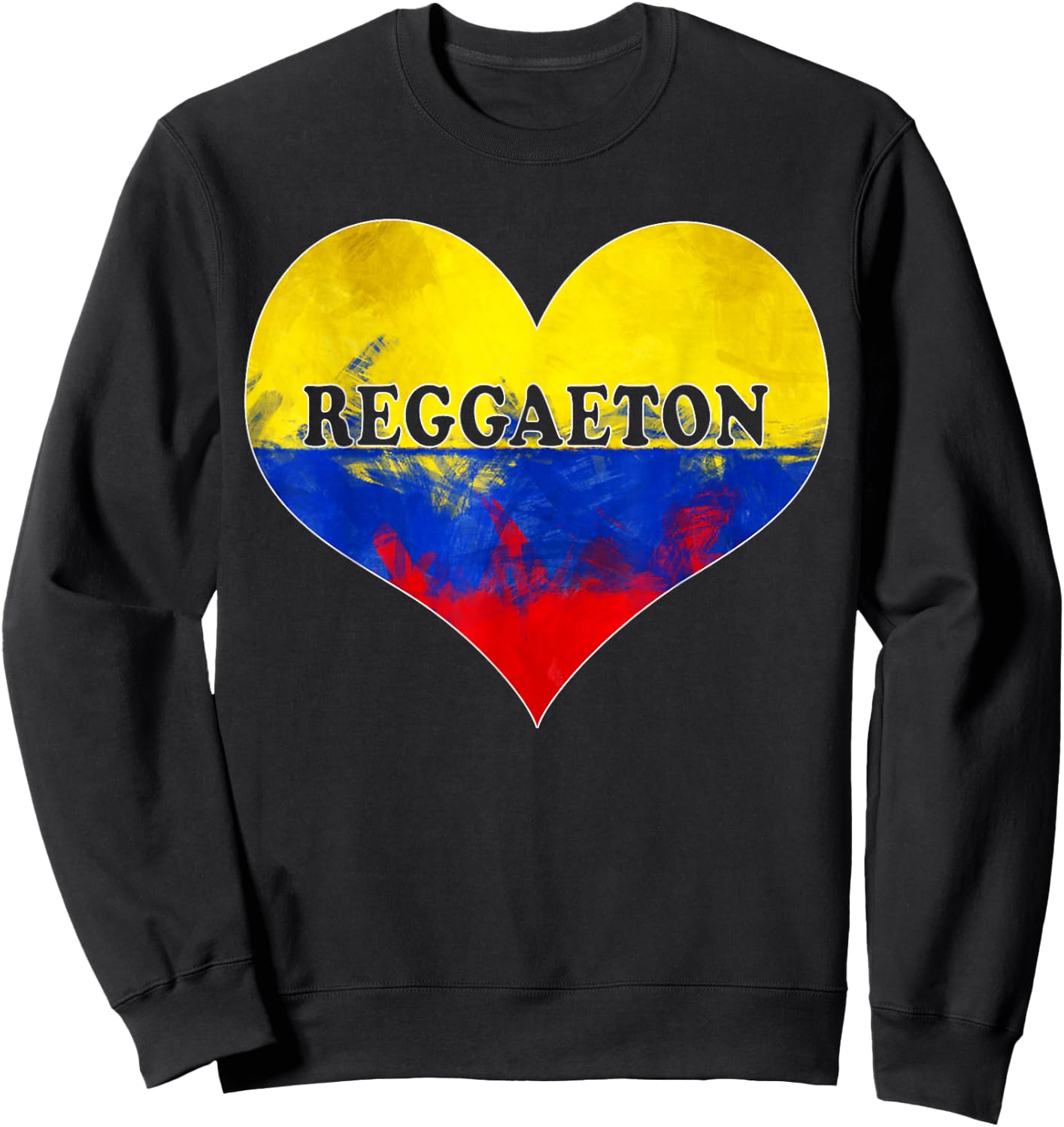 Reggaeton Shirt with Heart Colombian Flag I Love Reggaeton Sweatshirt - Sweatshirt | Black