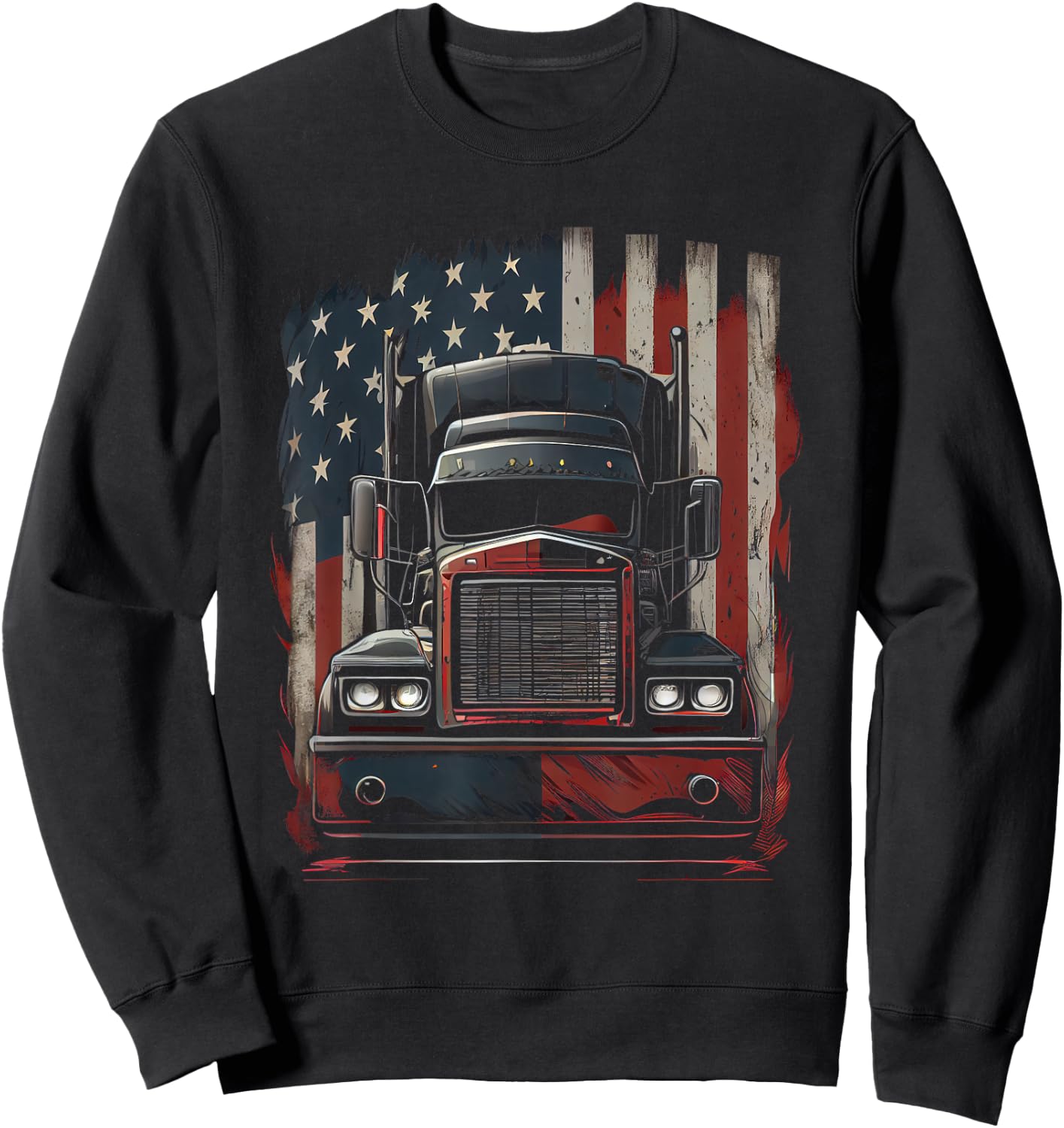 US amerikanische Flagge Trucker Lkw-Fahrer Geschenk Sweatshirt - Sweatshirt | Black