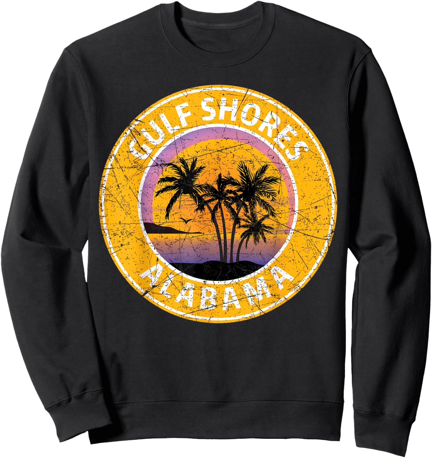 Gulf Shores Alabama Al Vintage Retro 80s Summer Travel Sweatshirt - Sweatshirt | Black