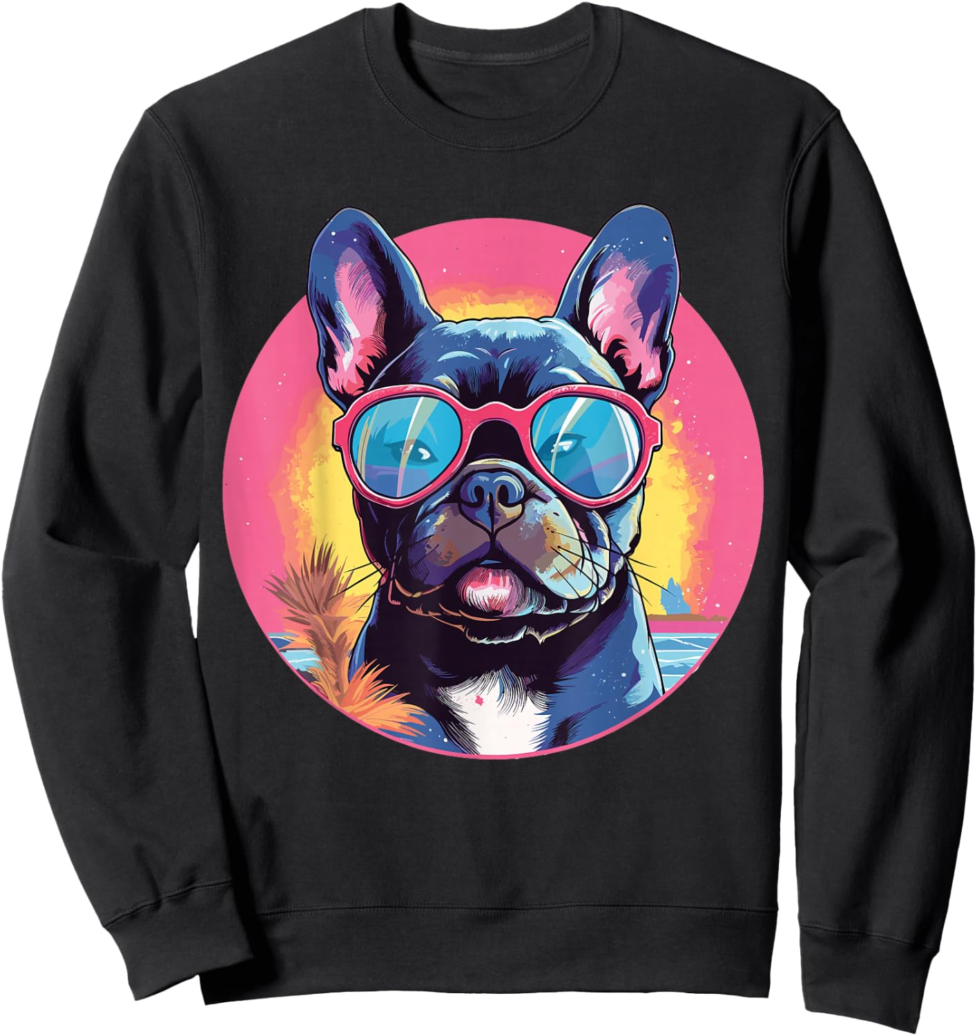 French Bulldog With Sunglasses Sweatshirt - Sweatshirt | Black