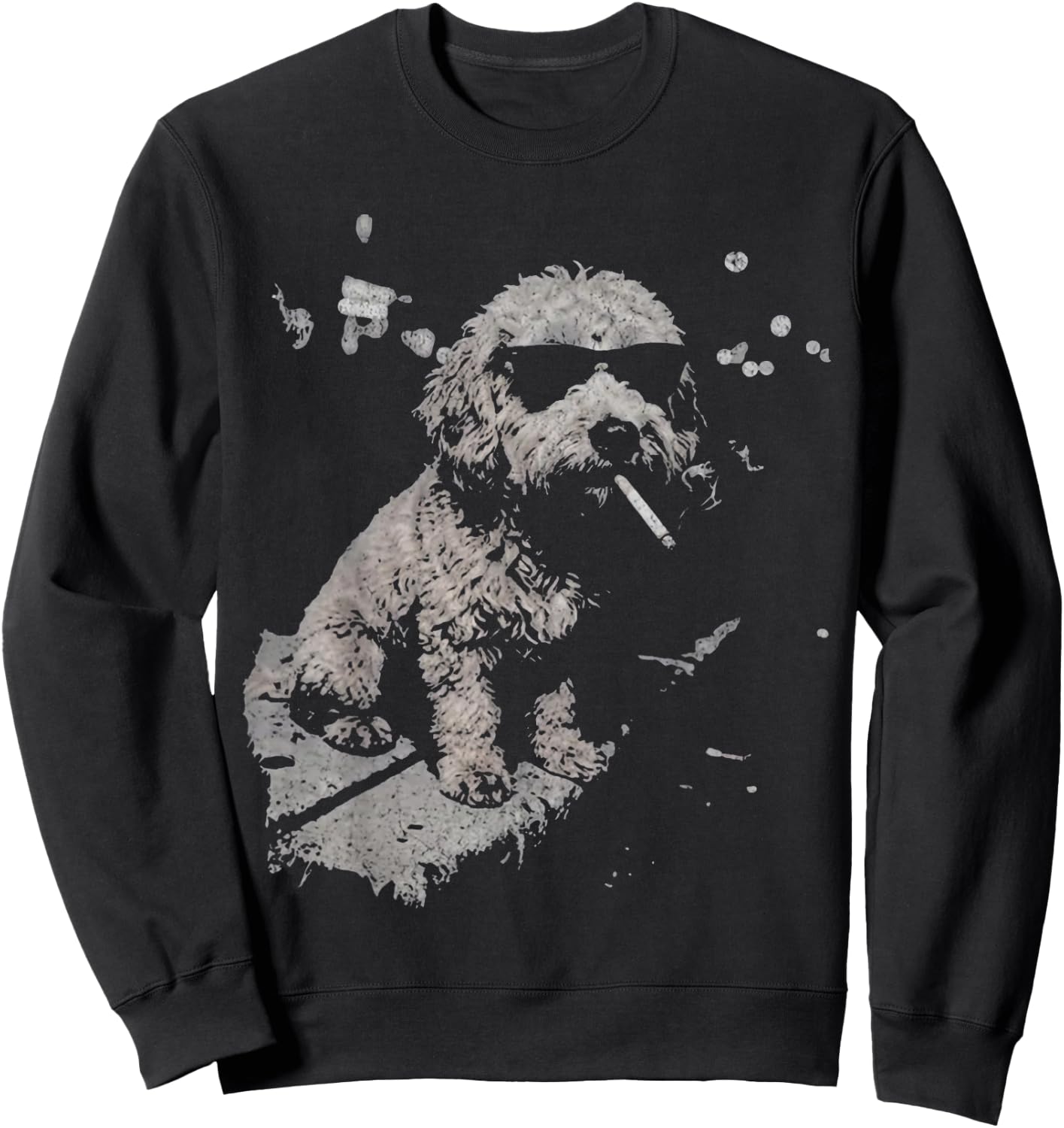 Dog Smoking Cigarette Funny Goldendoodle Meme Sweatshirt - Sweatshirt | Black