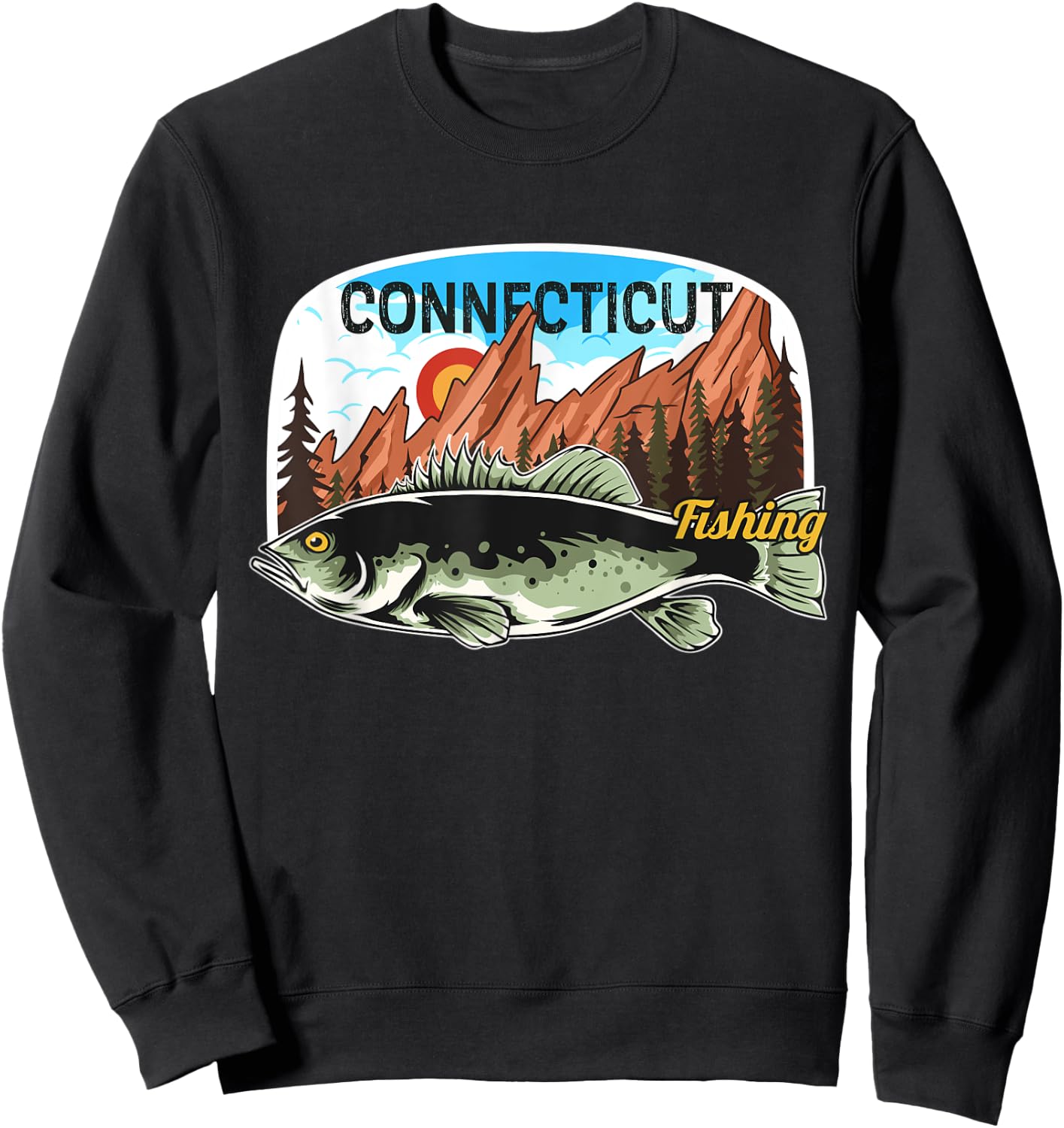 Fishing in Connecticut - Retro Nature Connecticut Fishing Sweatshirt - Sweatshirt | Black