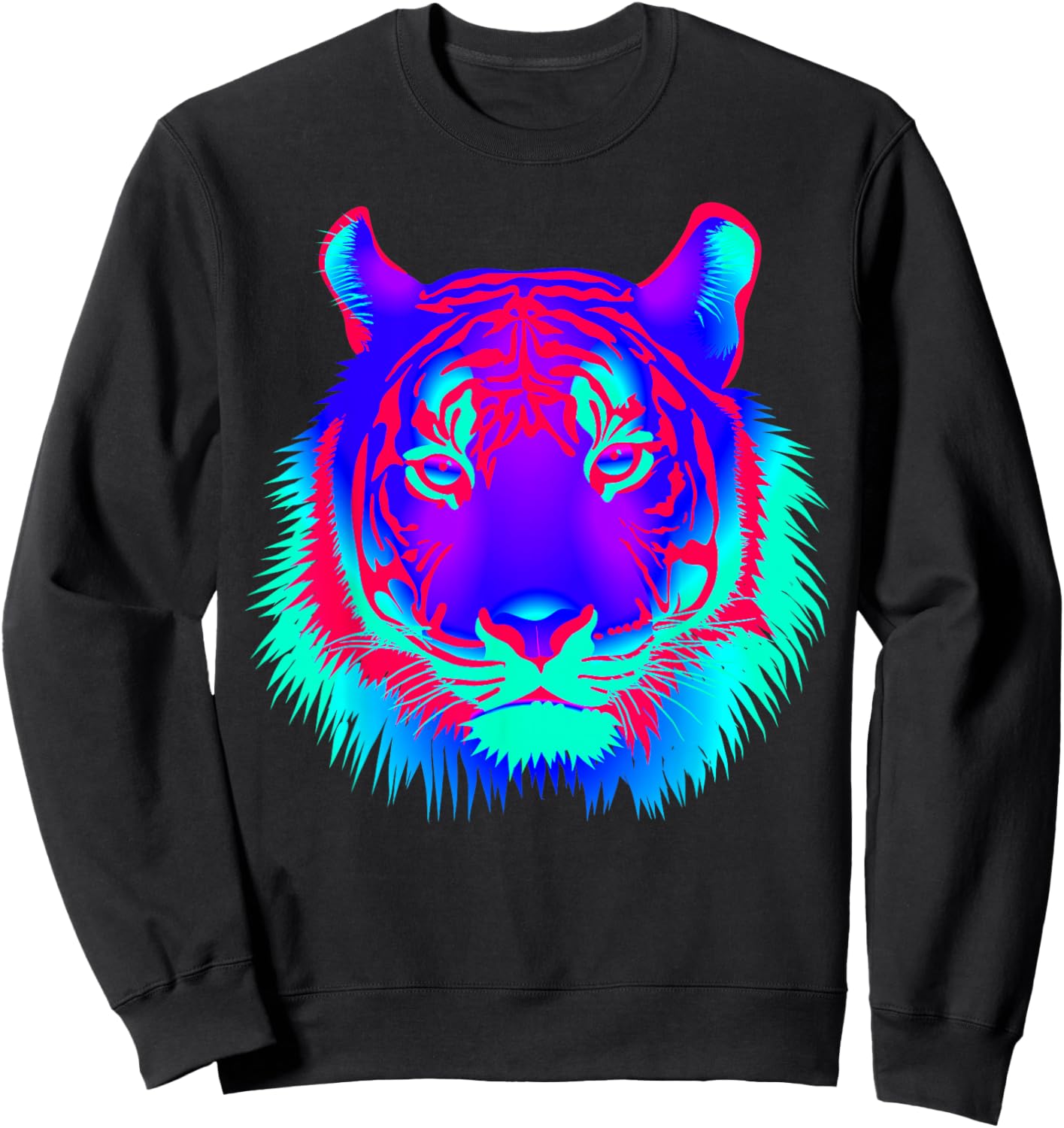 EDM Electronic Dance Techno Colorful Tiger Rave Sweatshirt - Sweatshirt | Black