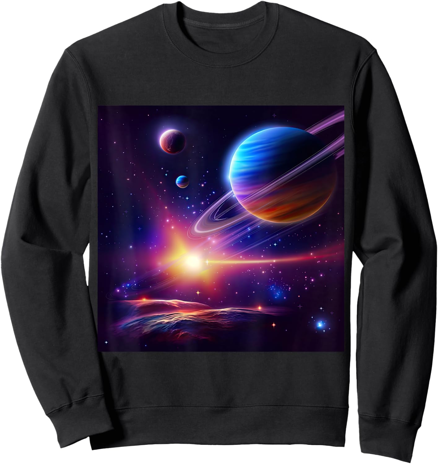 Saturn Planet Galaxy Nebula Space Sweatshirt - Sweatshirt | Black
