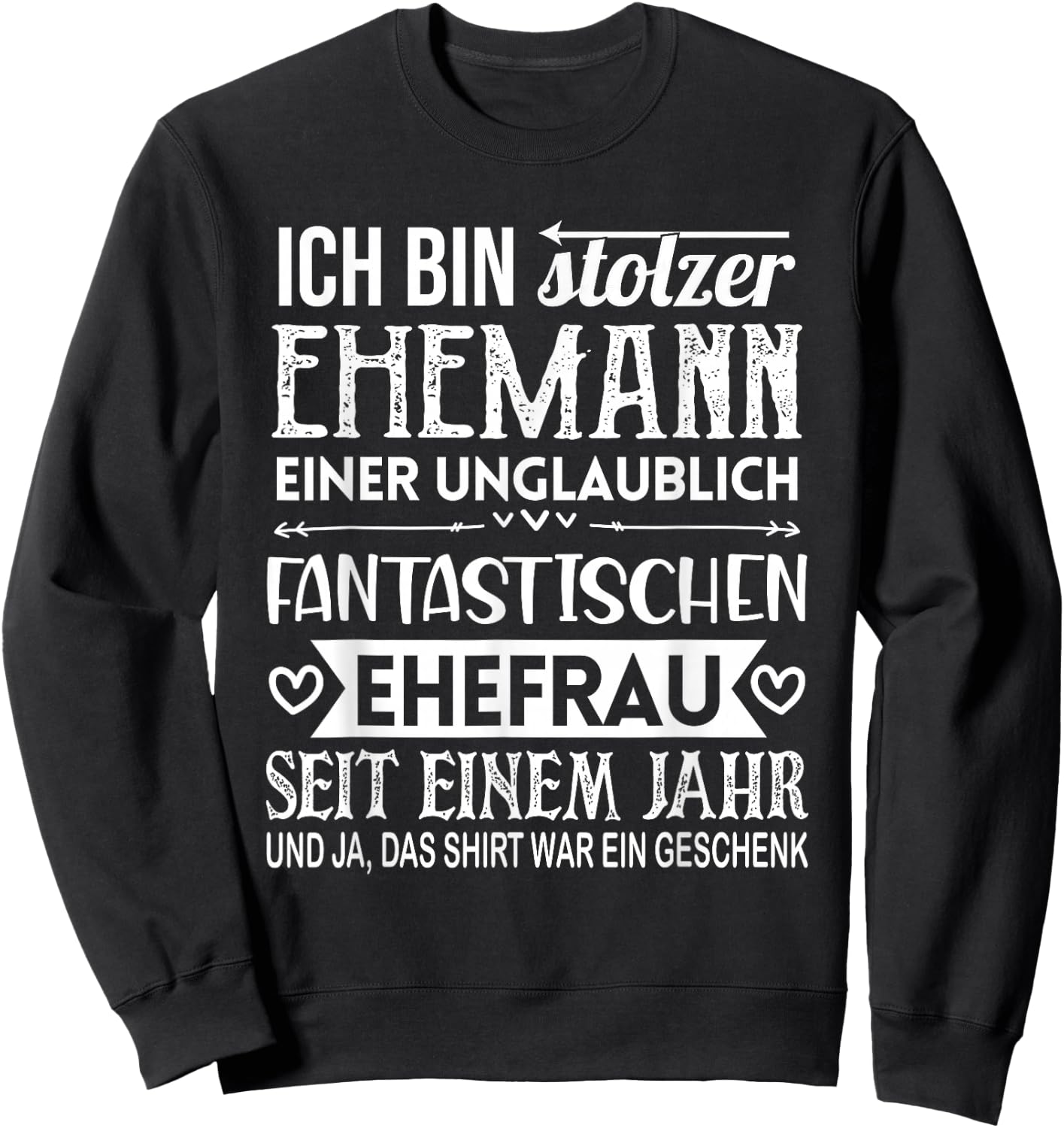 1. Hochzeitstag Papierhochzeit 1 Jahr Ehemann Sweatshirt - Sweatshirt | Black