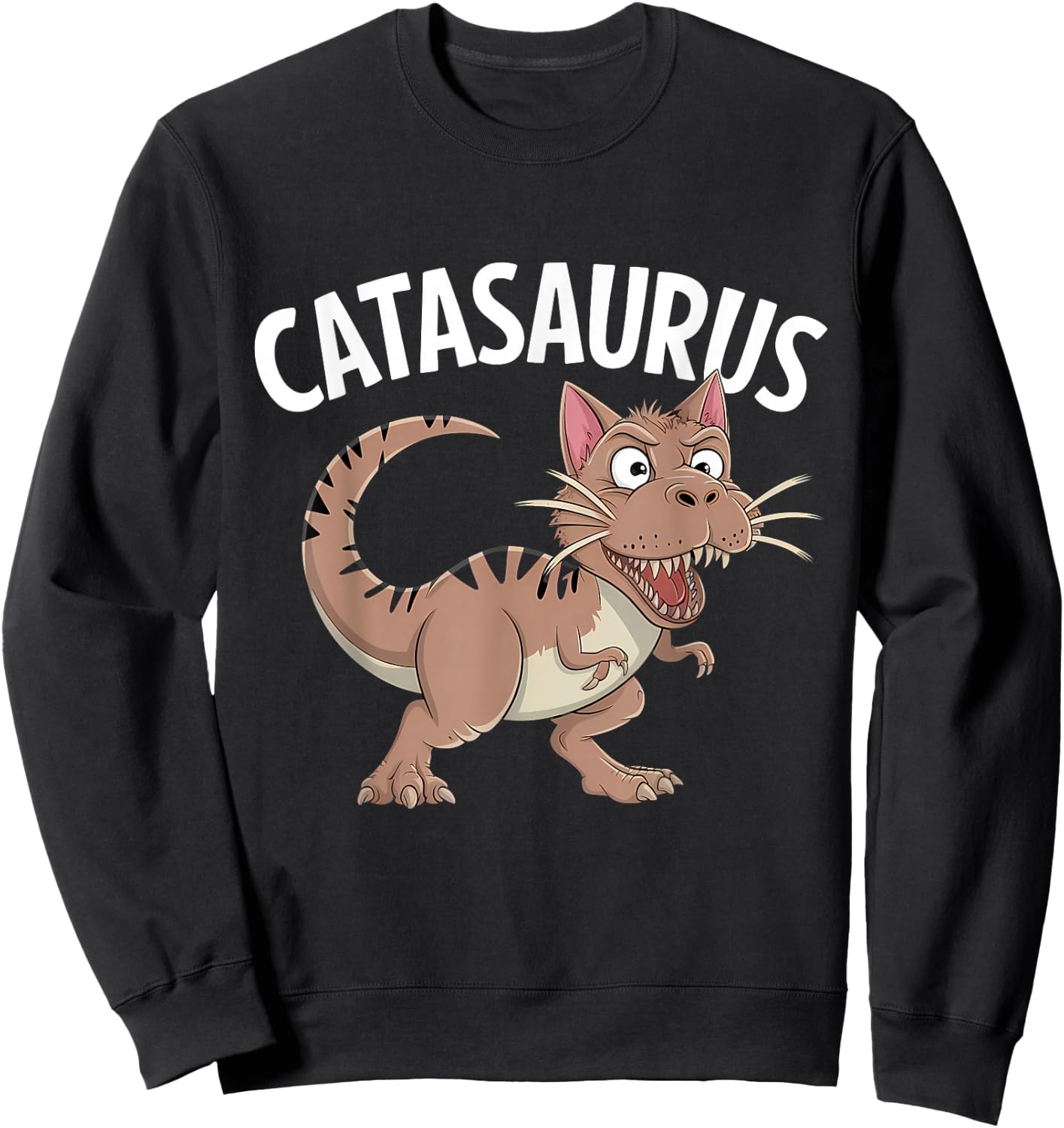 Cat Dino T-Rex Dinosaur Cat Owner Funny Cat Sweatshirt - Sweatshirt | Black