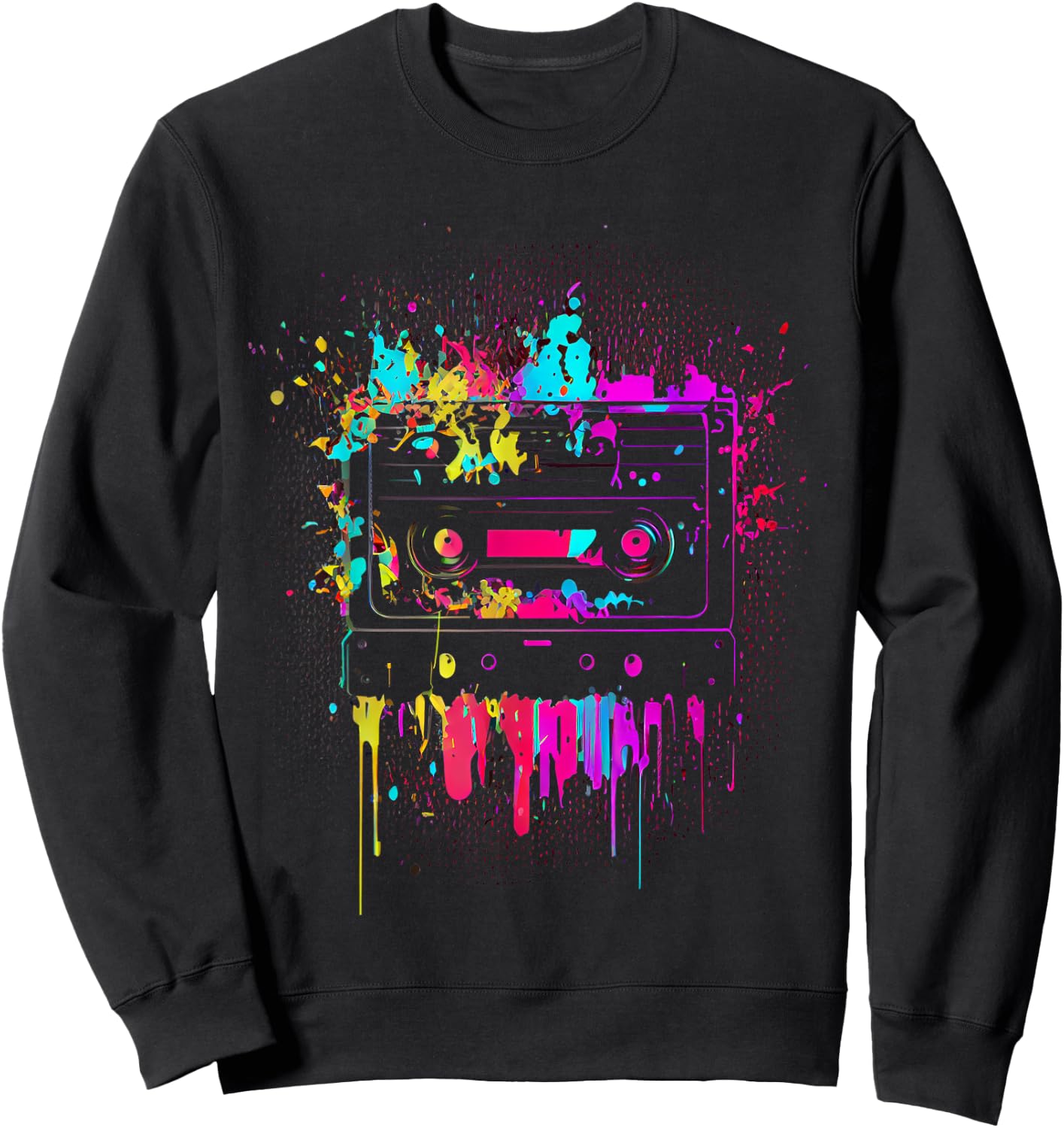 80s 90s Retro Party Fancy Dress Cassette , black Sweatshirt - Sweatshirt | Black