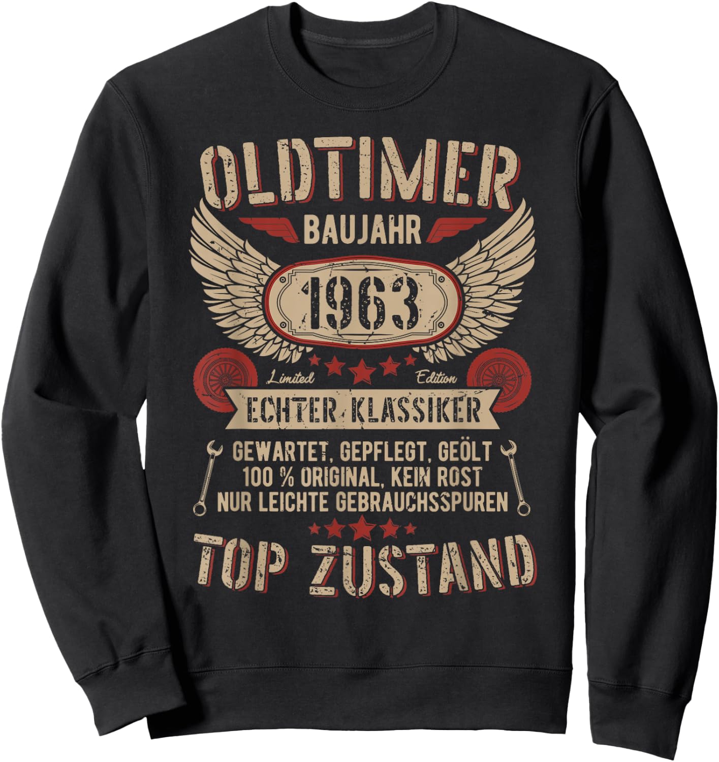 Oldtimer Baujahr 1963 Geboren Vintage Birthday Retro , black Sweatshirt - Sweatshirt | Black