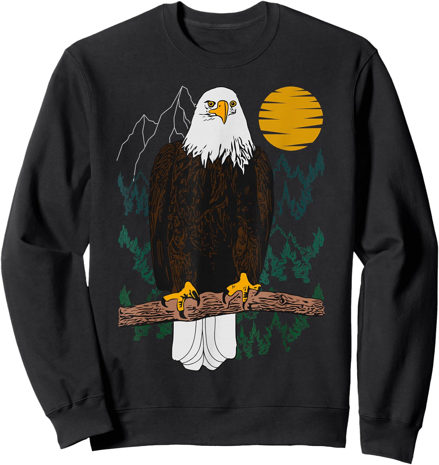 Bald eagle Design forest animal american tree art Graphic Sweatshirt - Sweatshirt | Black