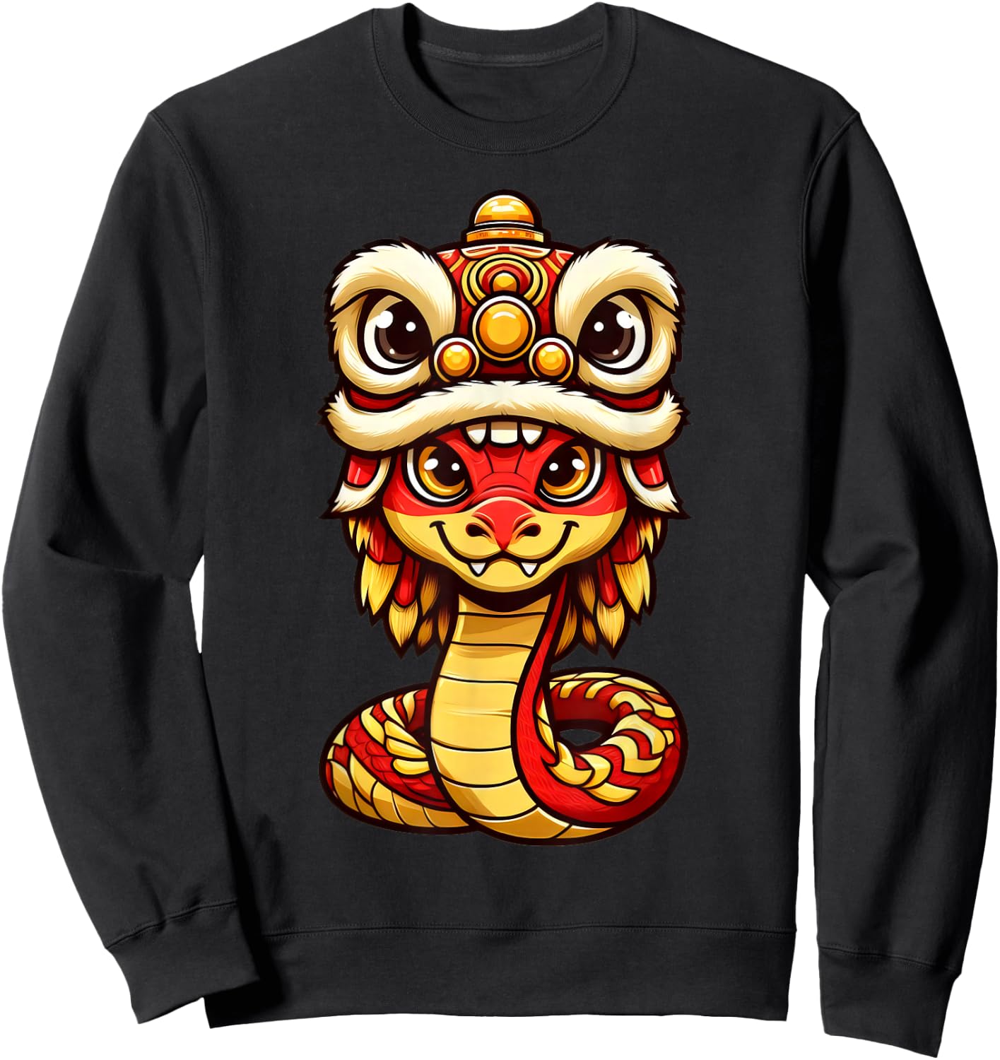 Lion Dance Year of Snake 2025 Chinese New Year Snake Zodiac Sweatshirt - Sweatshirt | Black