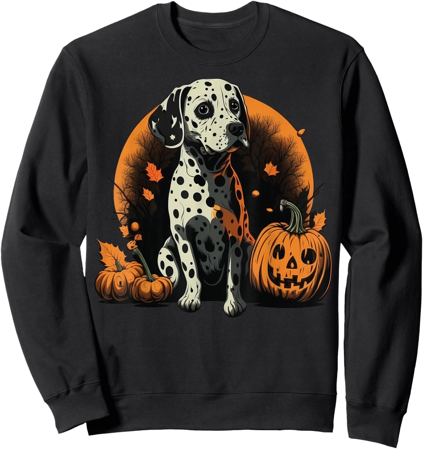 Pumpkin Dalmatian costume on Dalmatian Halloween Sweatshirt - Sweatshirt | Black