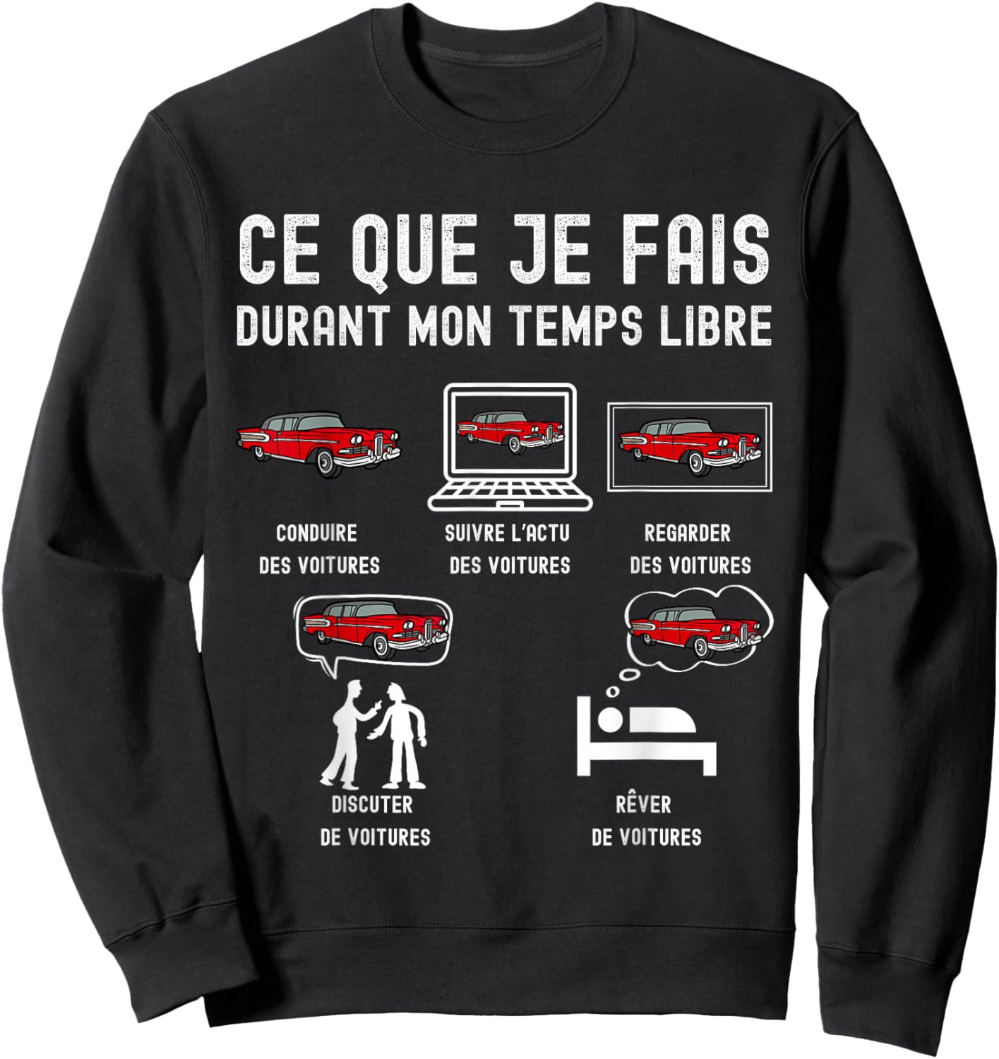 J'peux Pas J'Ai Car Man Passion Car Humour Gift Sweatshirt - Sweatshirt | Black