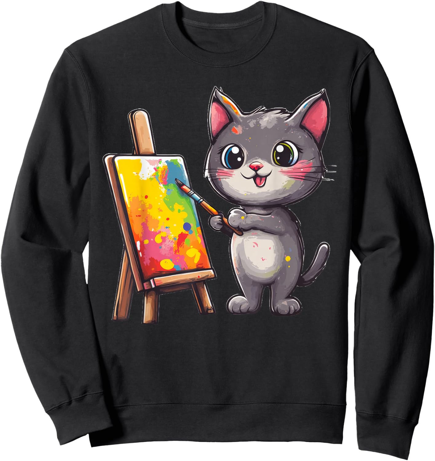 Cat Kitten Painting Art Artist Sweatshirt - Sweatshirt | Black