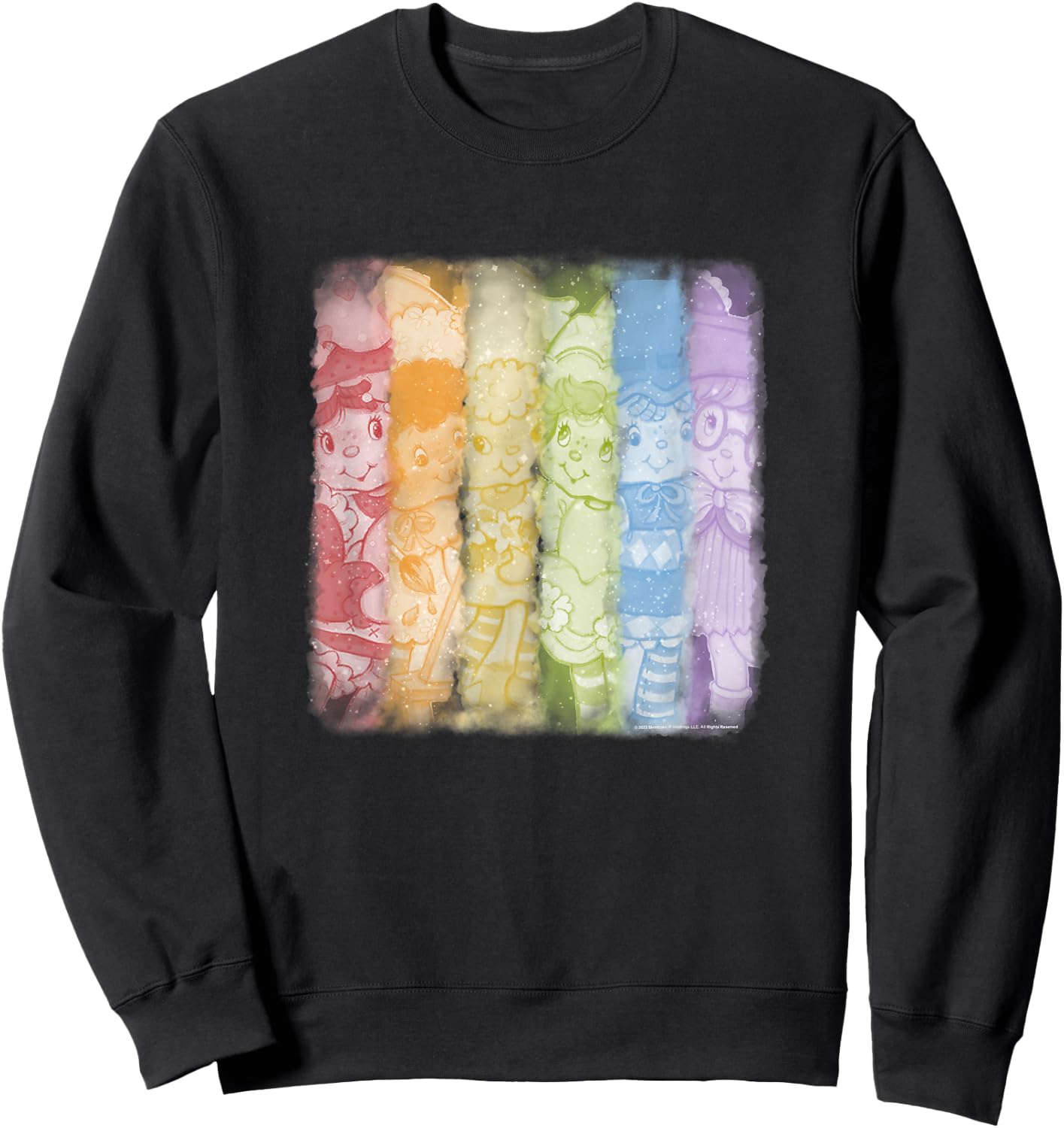 Strawberry Shortcake Vintage Rainbow Character Panels Sweatshirt - Sweatshirt | Black
