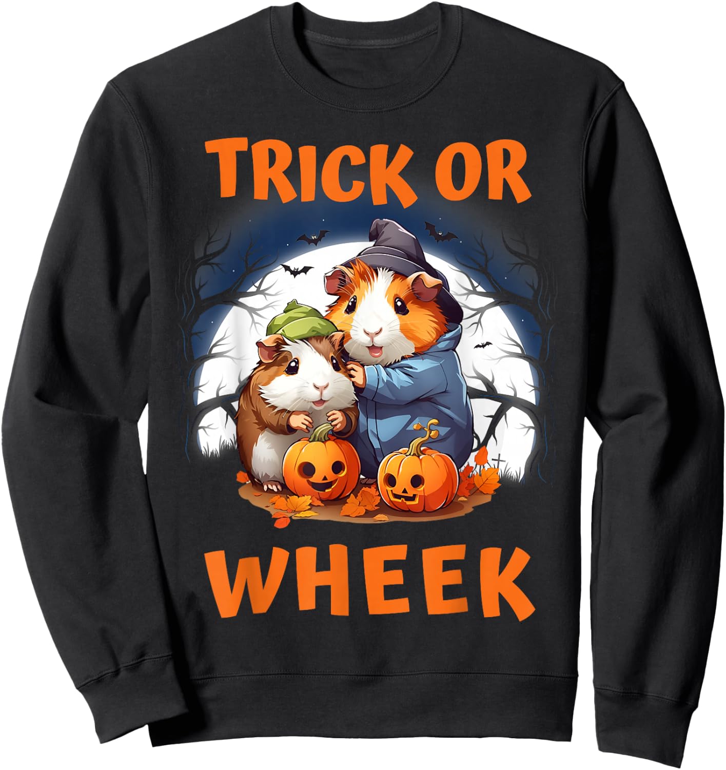 Trick Or Wheek Guinea Pig Halloween Sweatshirt - Sweatshirt | Black