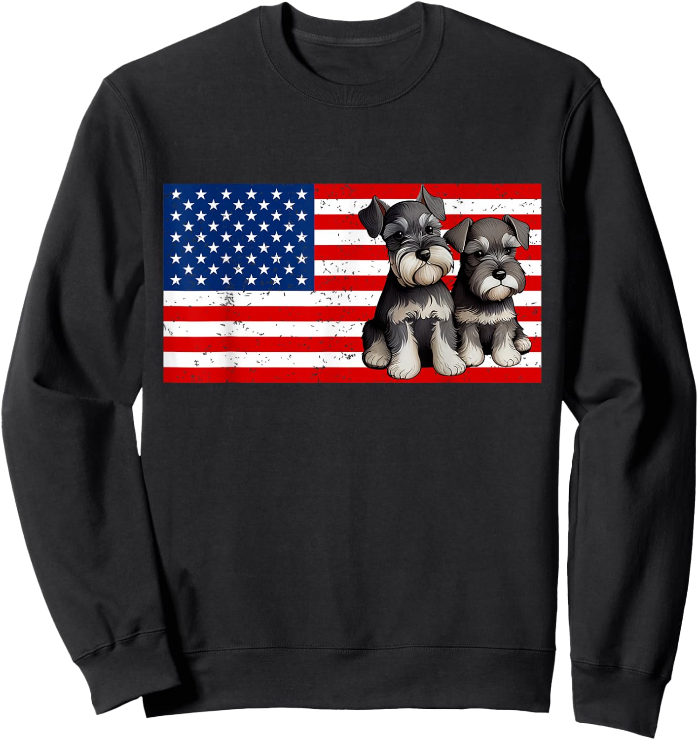Patriotic Miniature Schnauzer 4th of July USA American Flag Sweatshirt - Sweatshirt | Black