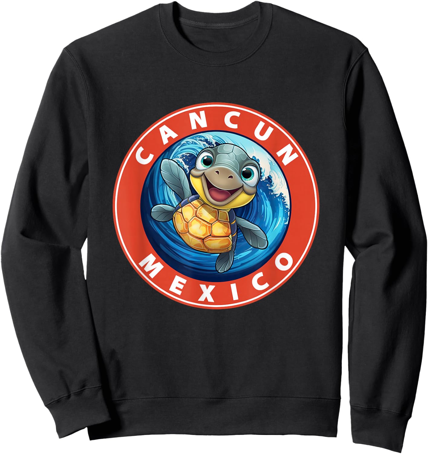 Cancun Mexico Smiling Baby Sea Turtle Souvenir Sweatshirt - Sweatshirt | Black