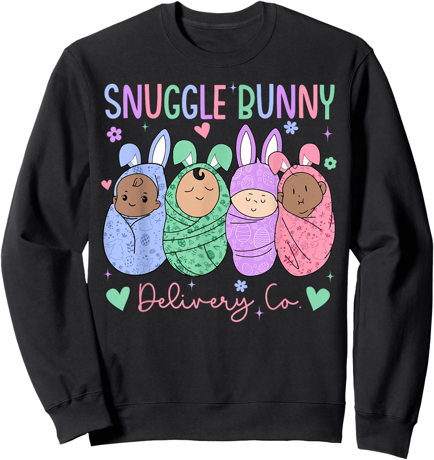 Snuggle Bunny Delivery Co Easter L&D Nurse Mother Baby Nurse Sweatshirt - Sweatshirt | Black