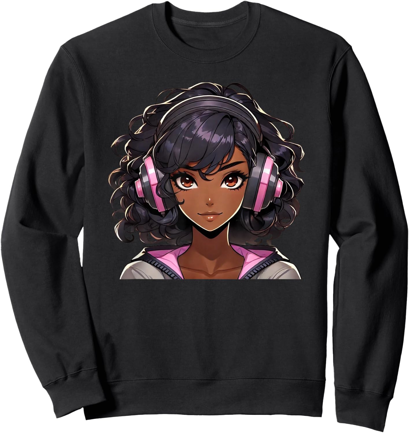 African American Teen Girl Black Anime Shirt Black Girl Sweatshirt - Sweatshirt | Black