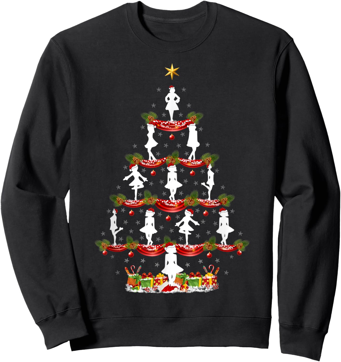 Funny Irish Dance Xmas Lighting Irish Dance Christmas Tree Sweatshirt - Sweatshirt | Black