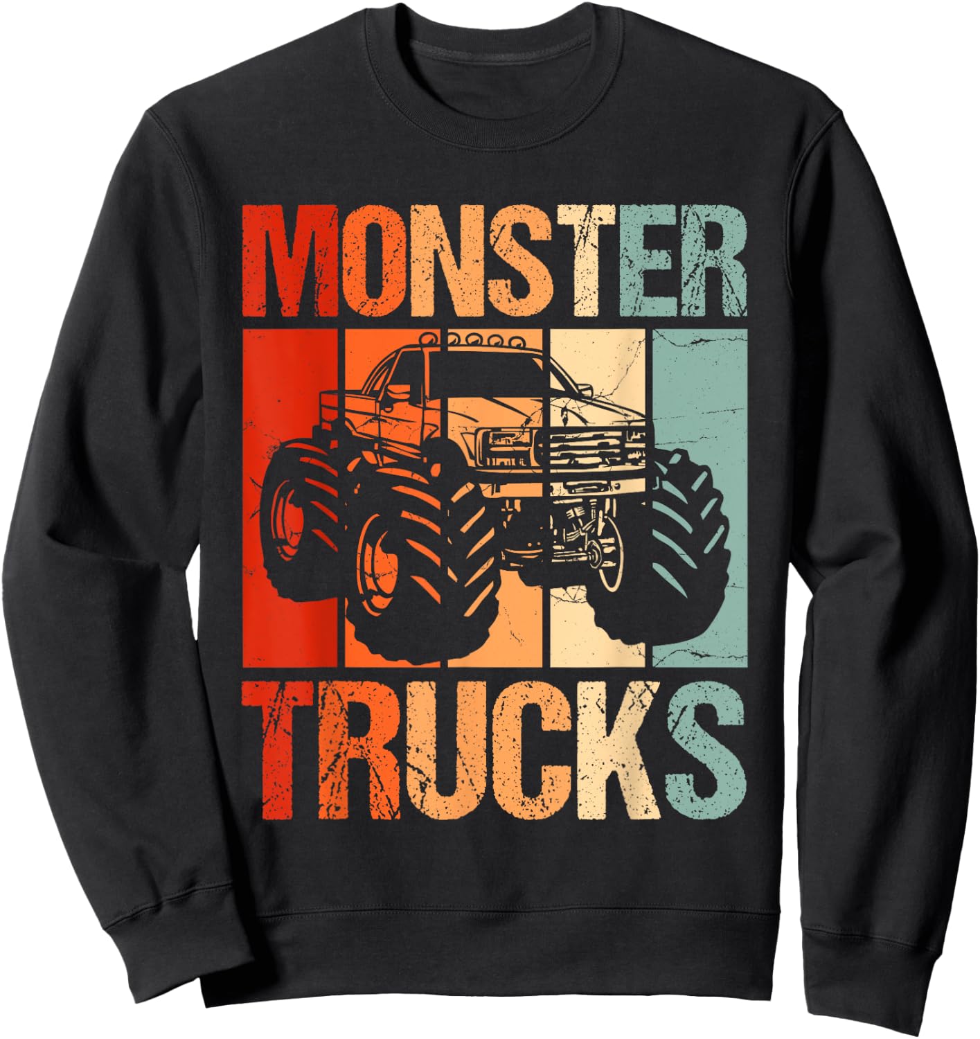 Monster Trucks Vintage Retro Monster Truck Sweatshirt - Sweatshirt | Black