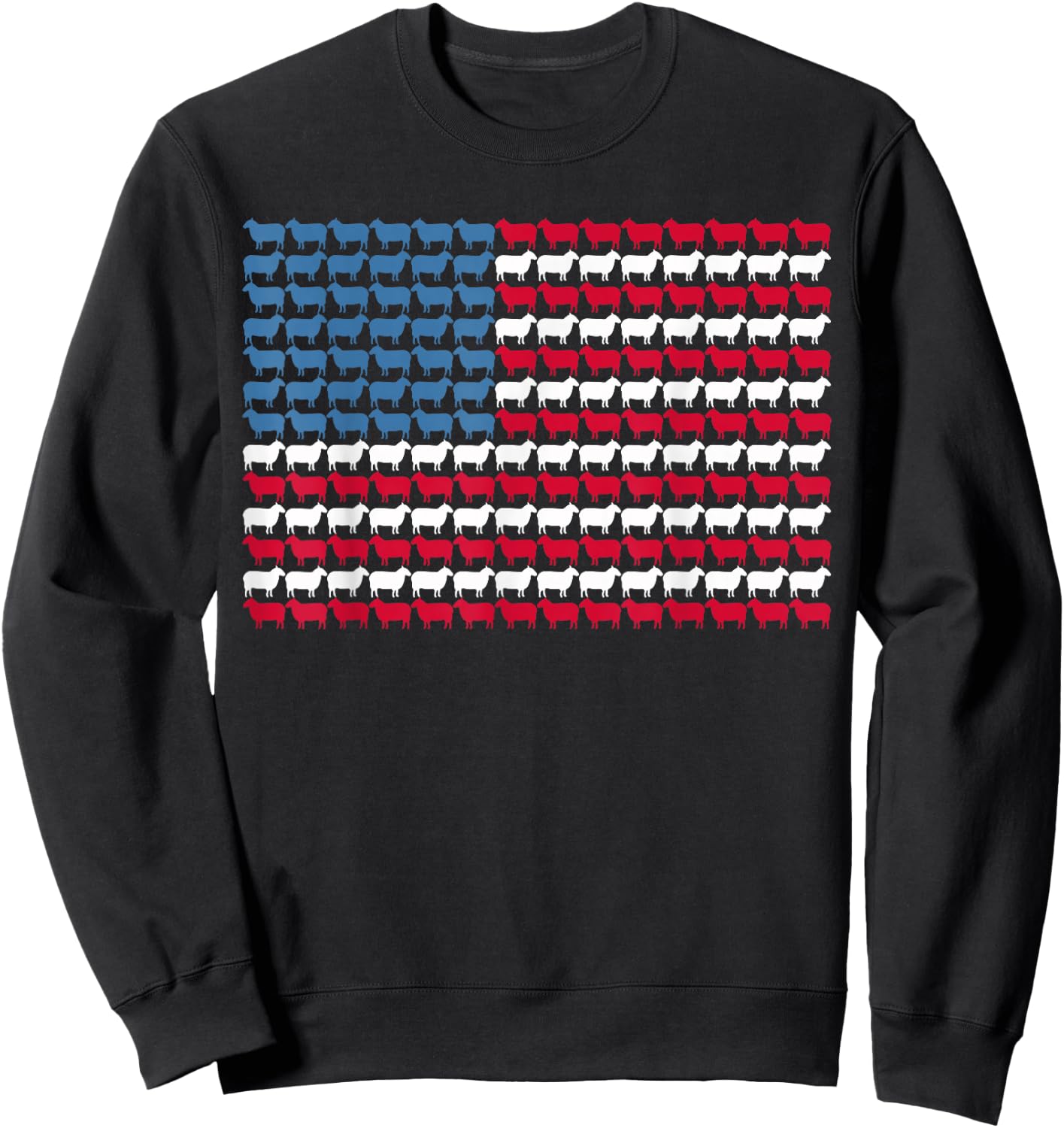 Sheep American Flag Design Sheep 4th Of July Sweatshirt - Sweatshirt | Black