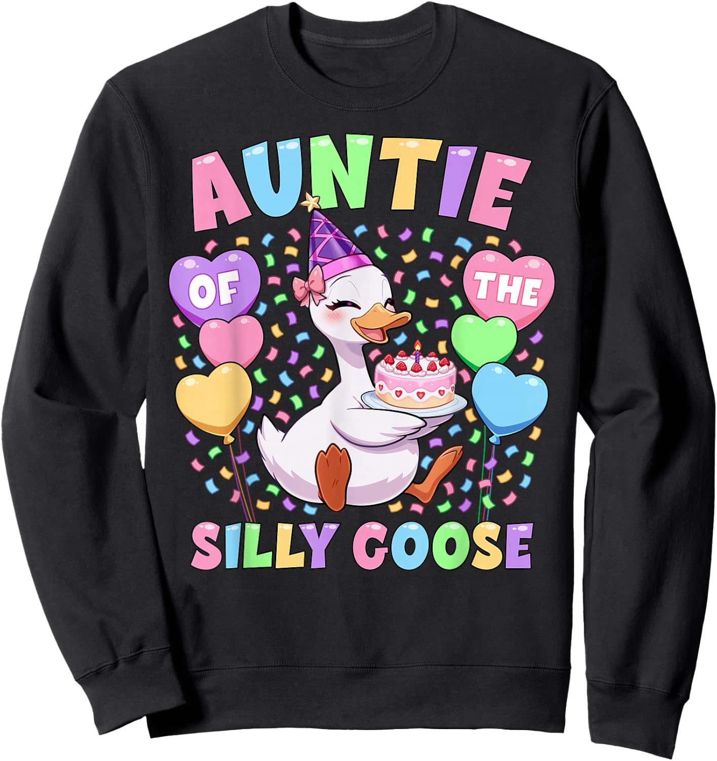 Auntie of The Silly Goose First Birthday Matching Family Sweatshirt - Sweatshirt | Black