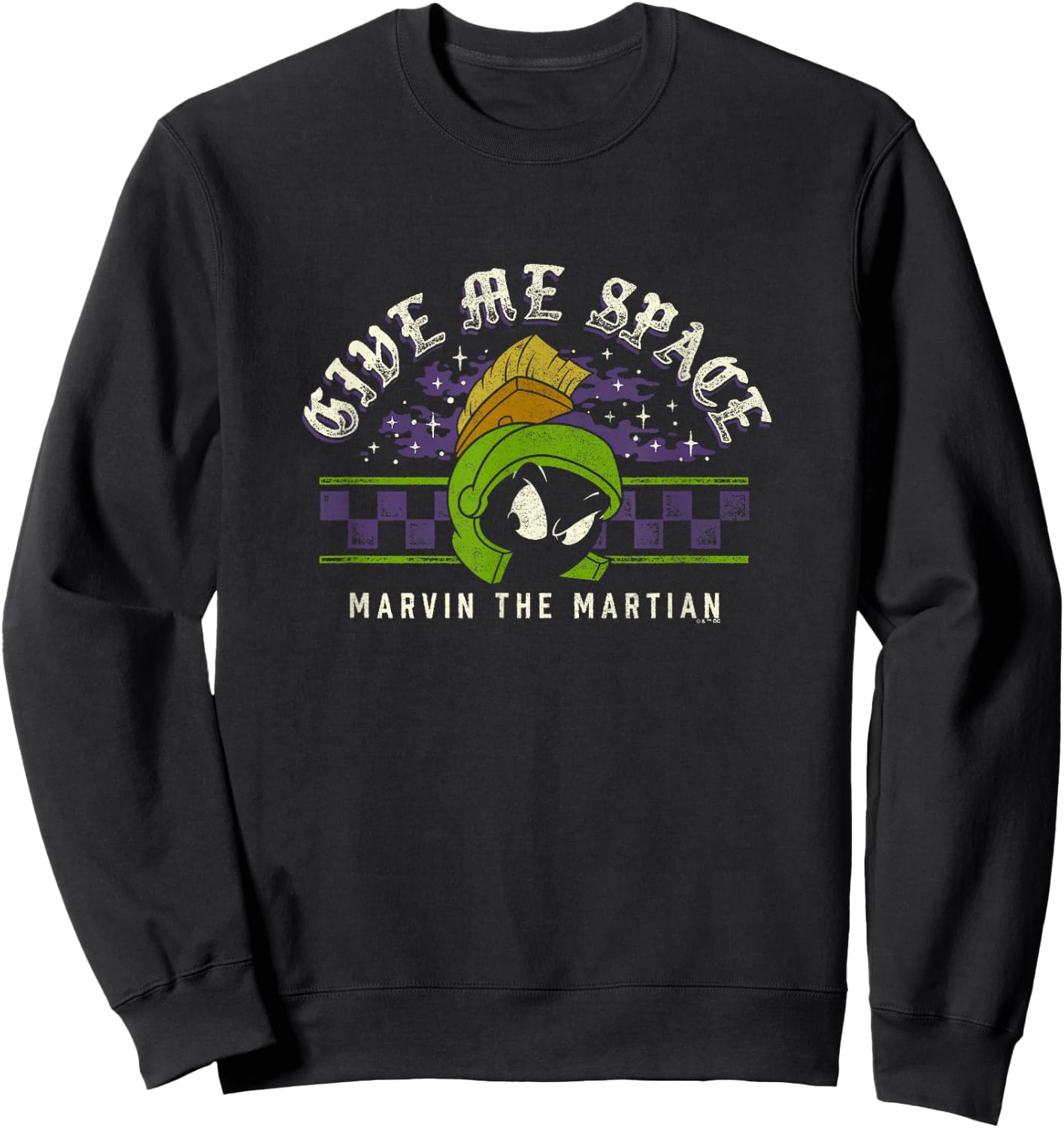 Looney Tunes Marvin The Martian Give Me Space Big Retro Logo Sweatshirt - Sweatshirt | Black