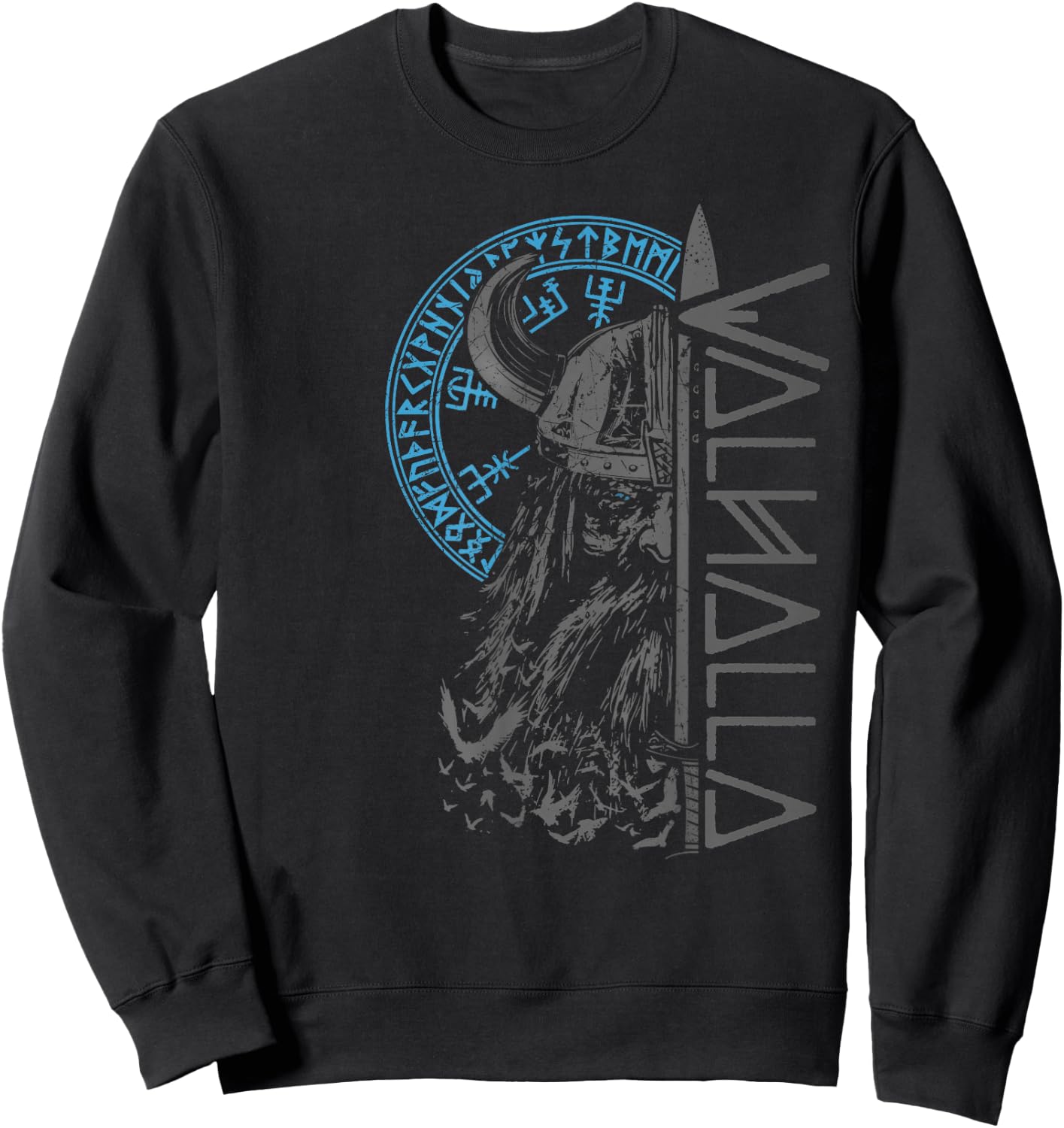 Wikinger Krieger Schwert Walhalla Runen Nordischer Kompass Sweatshirt - Sweatshirt | Black