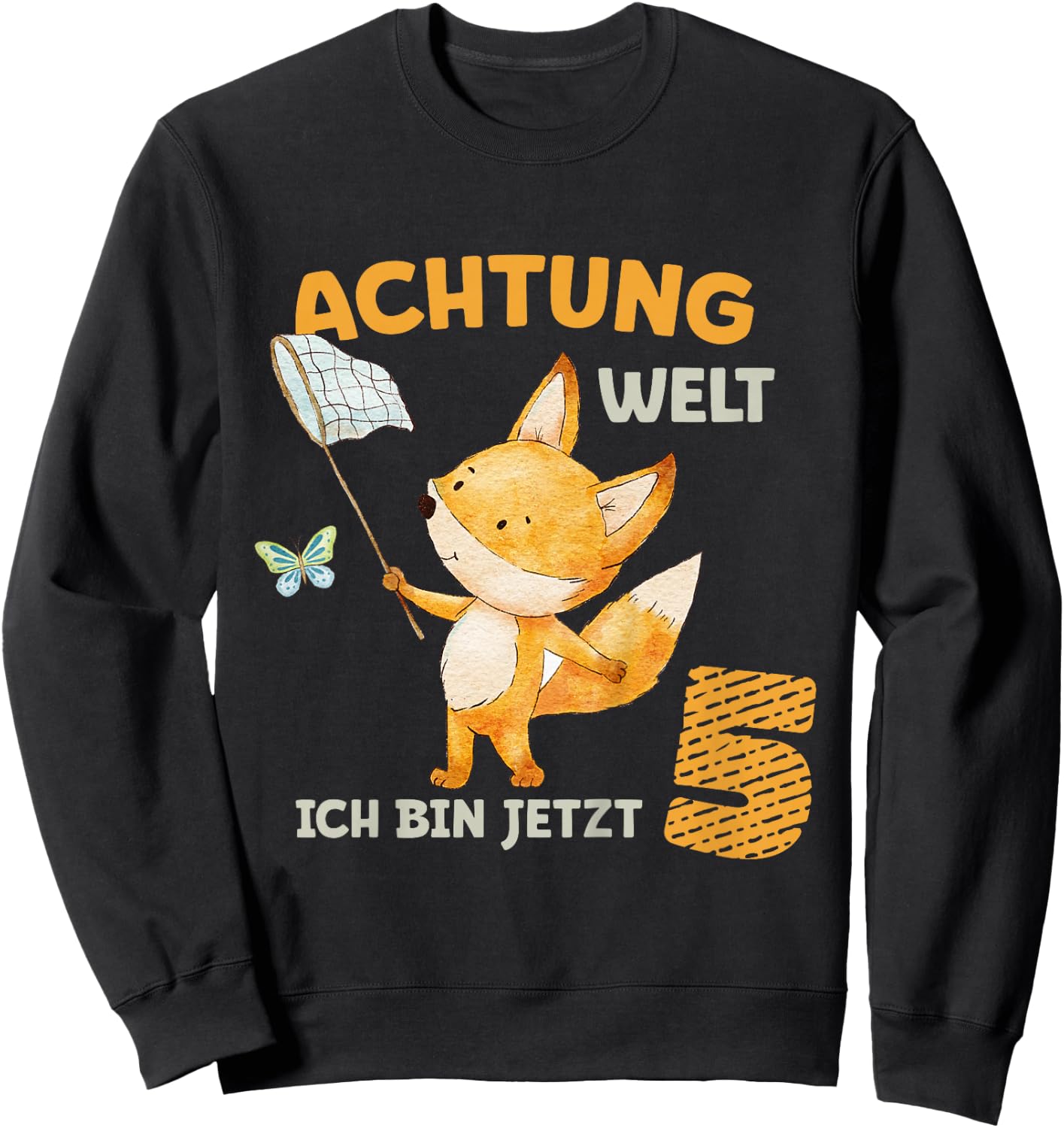 Geburtstagsshirt 5 Jahre Junge Mädchen Fuchs Ich bin Fünf Sweatshirt - Sweatshirt | Black