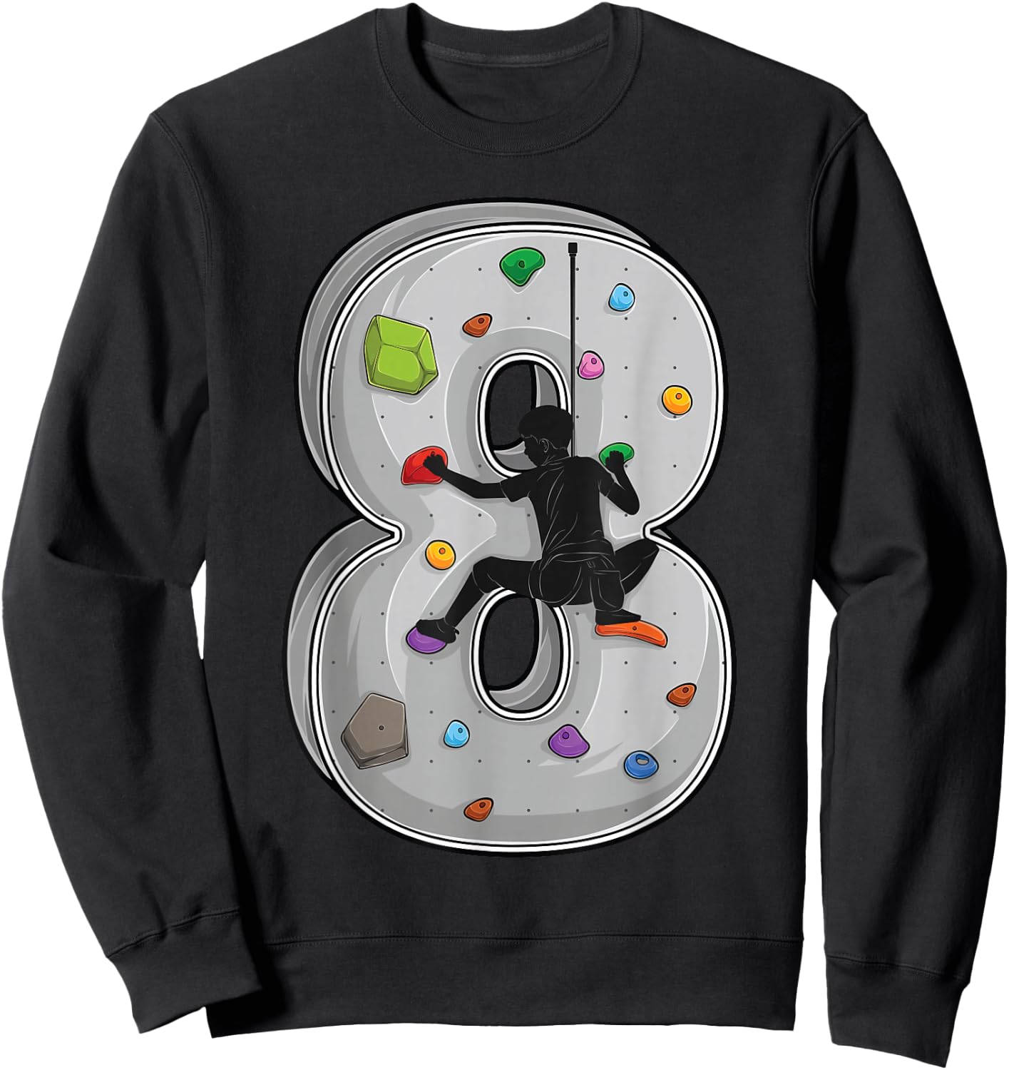 8 Years Old Climbing 8th Birthday Adventure Climbing , black, s Sweatshirt - Sweatshirt | Black