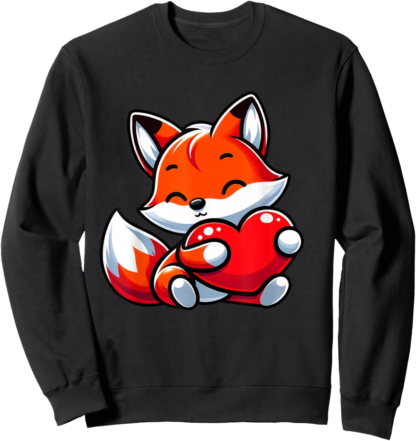 Fox Valentine's Day Design Girls Sweatshirt - Sweatshirt | Black