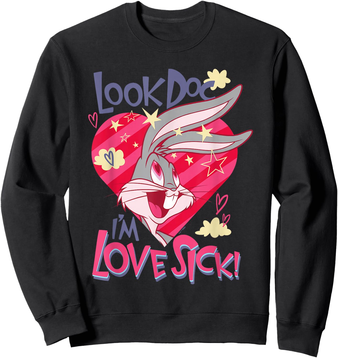 Looney Tunes Valentine's Day Bugs Bunny Love Sick Sweatshirt - Sweatshirt | Black