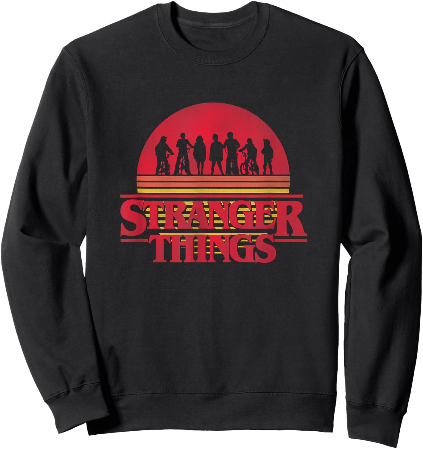 Stranger Things The Party Group Silhouettes Vintage Poster Sweatshirt - Sweatshirt | Black