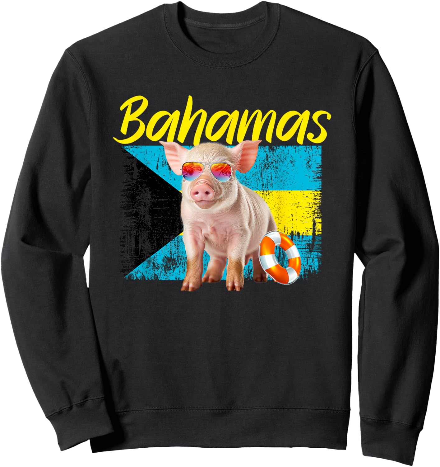 Bahamas Swimming Pig Summer Vacation Beach Souvenir Women Girls Kids Sweatshirt - Sweatshirt | Black