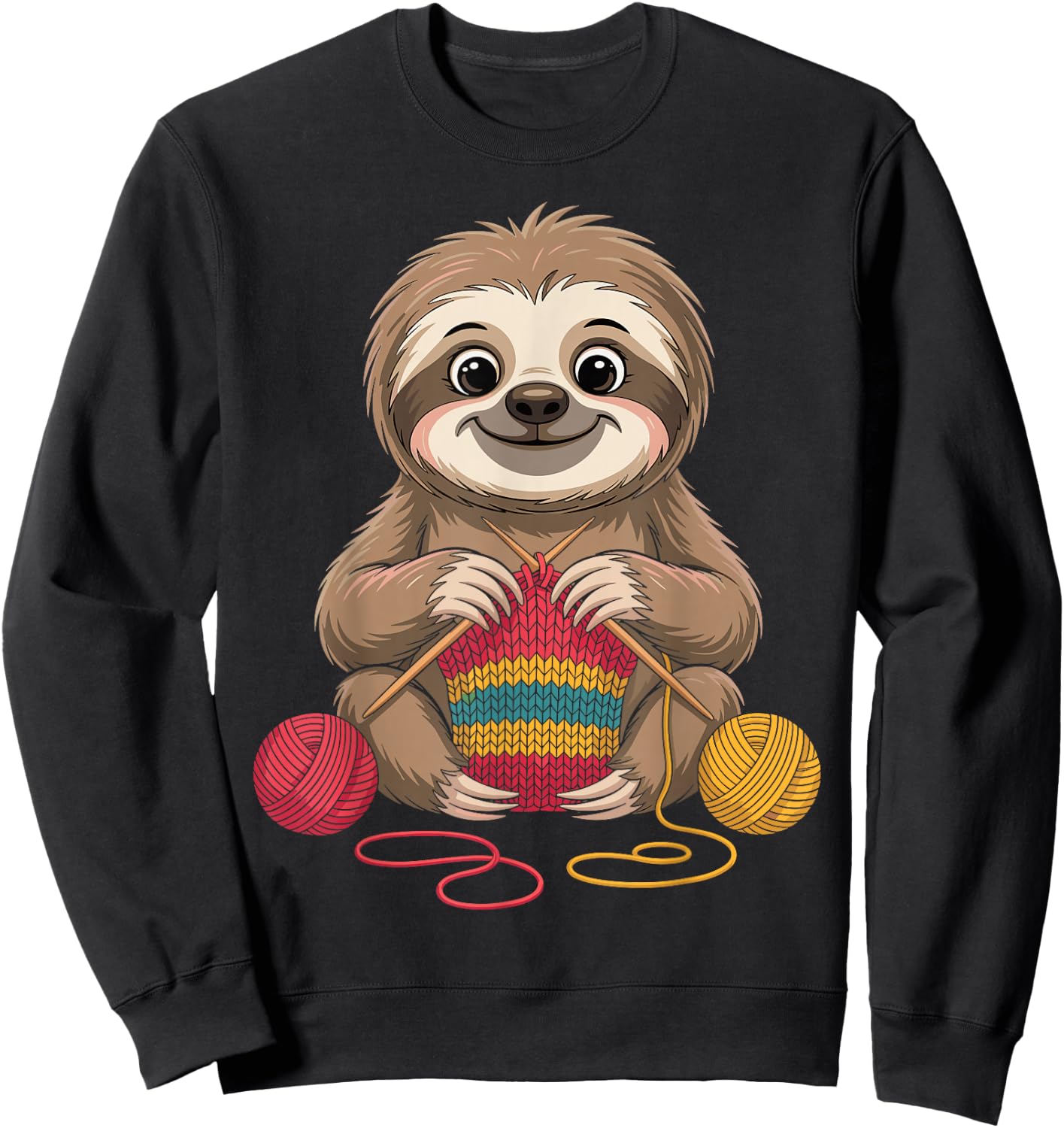 Sloth Knitting Funny Sweatshirt - Sweatshirt | Black