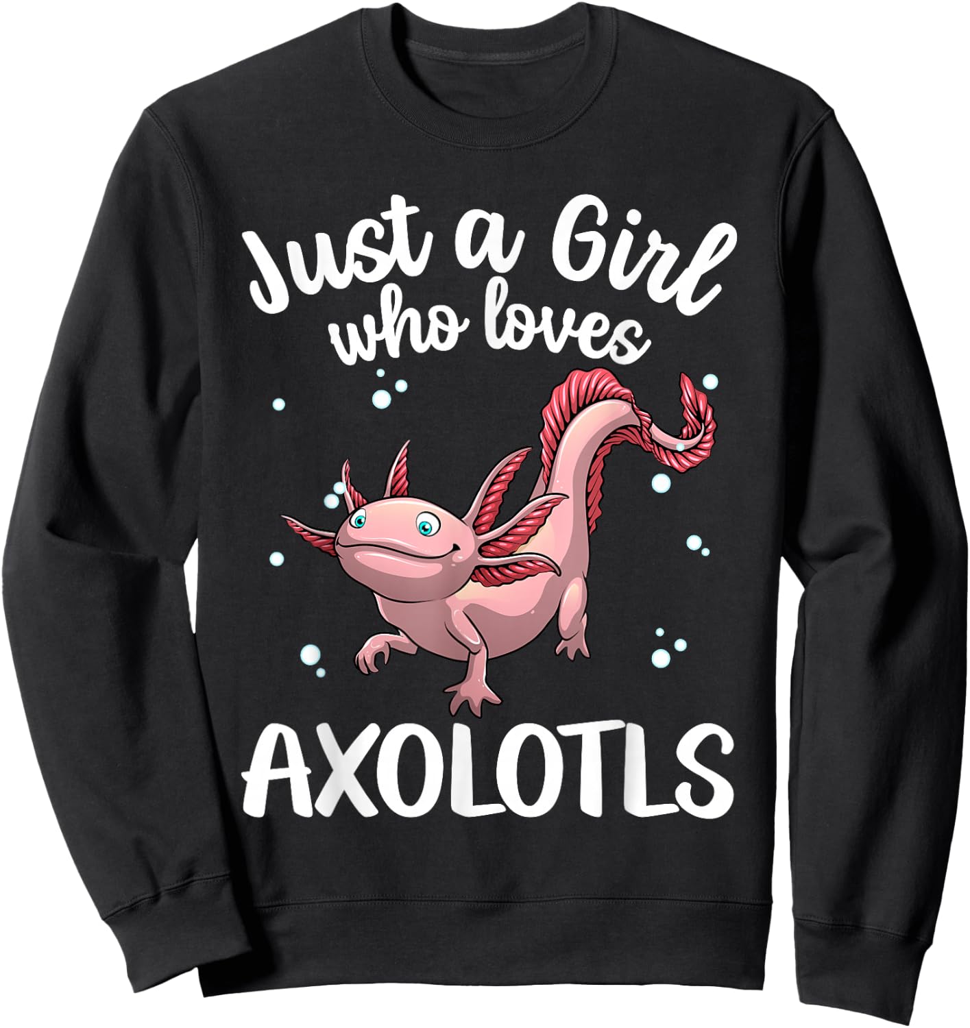 Axolotl Art For Teen Girls Kids Kawaii Mexican Fish Axolotl Sweatshirt - Sweatshirt | Black