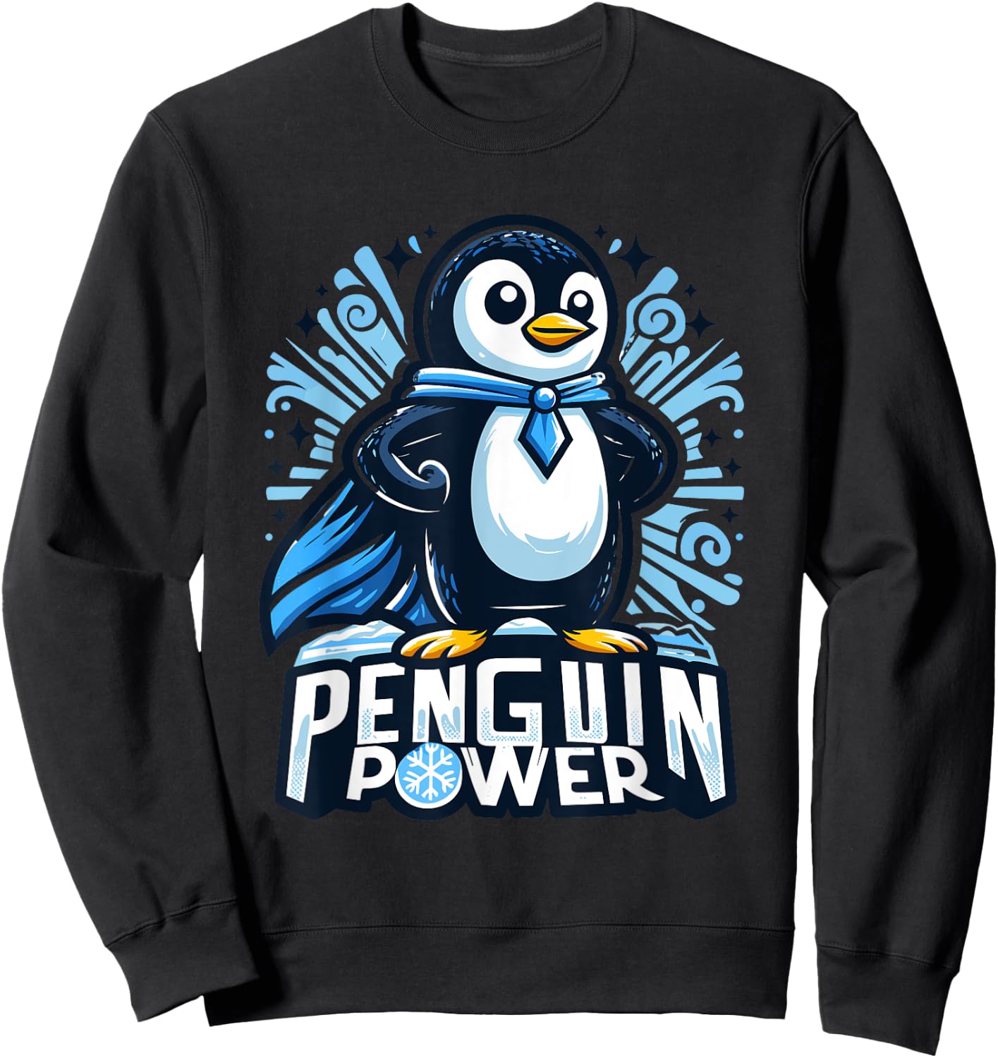 Penguin Power Super Hero - Cute Penguin Superhero Sweatshirt - Sweatshirt | Black