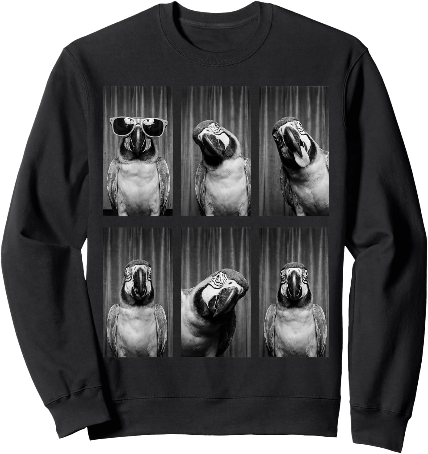 Parrot Photobooth Bird Funny Animal Portrait Sweatshirt - Sweatshirt | Black