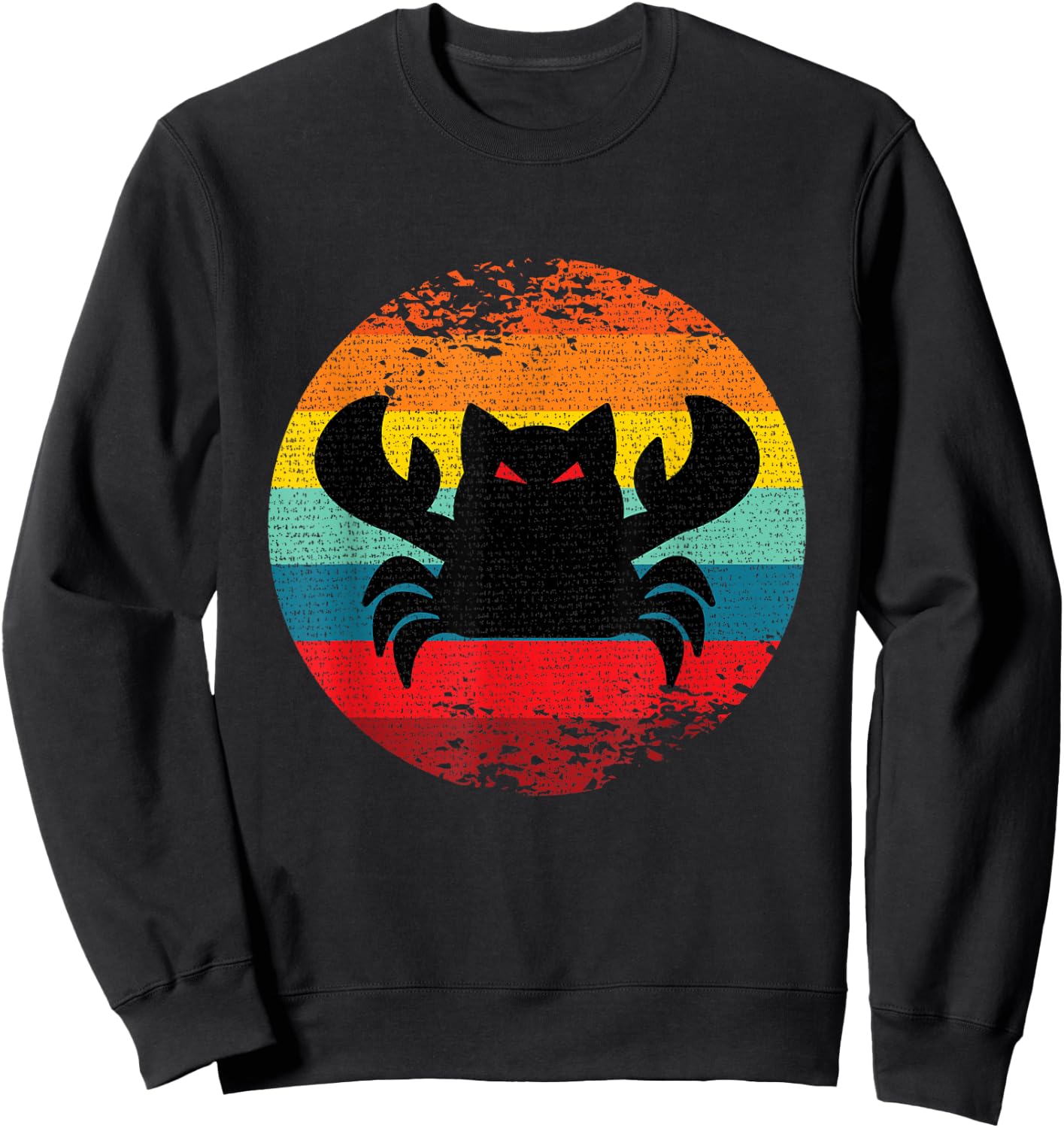 Fear the Crabcat - Funny Crab Cat Cryptid Vintage Logo - -Adults - Black - Small - Short Sleeve - Classic Fit - Cotton Blend Sweatshirt - Sweatshirt | Black