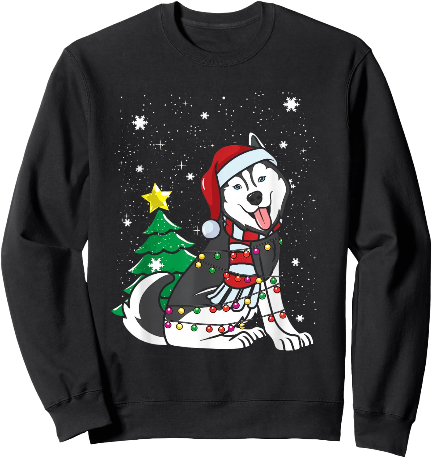 Funny Siberian Husky Christmas Dog Lover Women Sweatshirt - Sweatshirt | Black