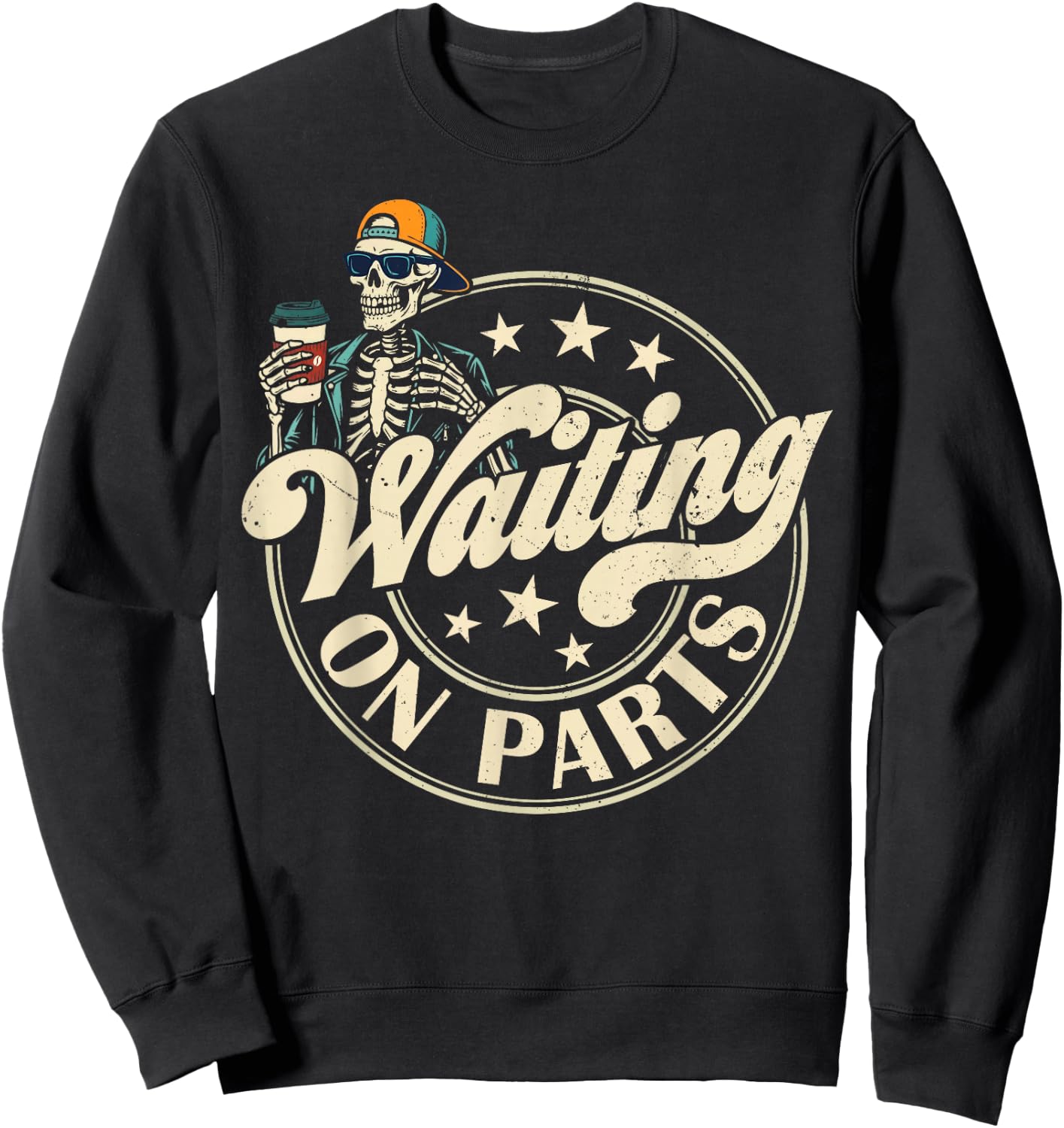 Funny Waiting On Parts Mechanic Skeleton Auto Repair Life Sweatshirt - Sweatshirt | Black